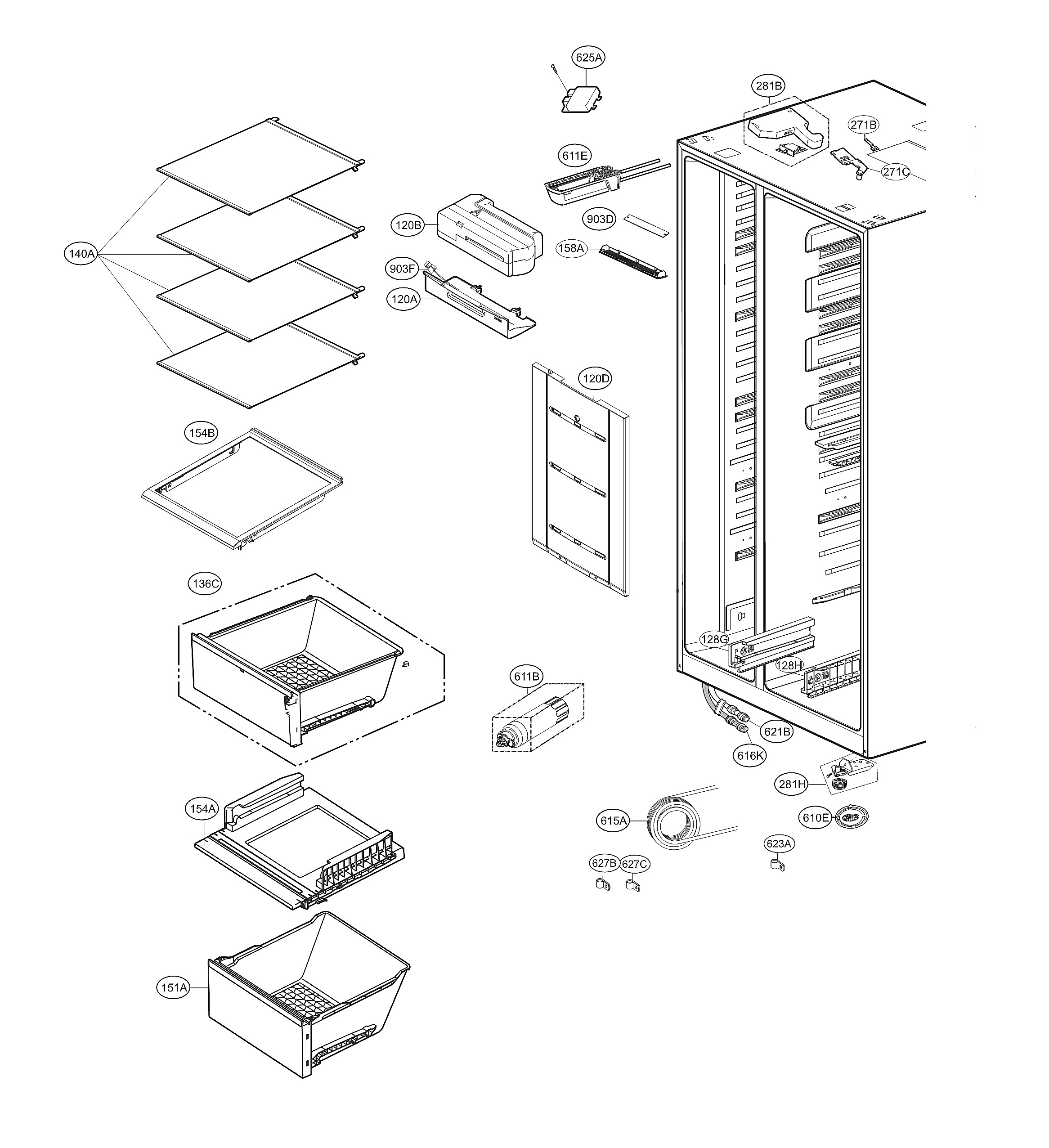 LG LSXS26326S/01 refrigerator compartment diagram