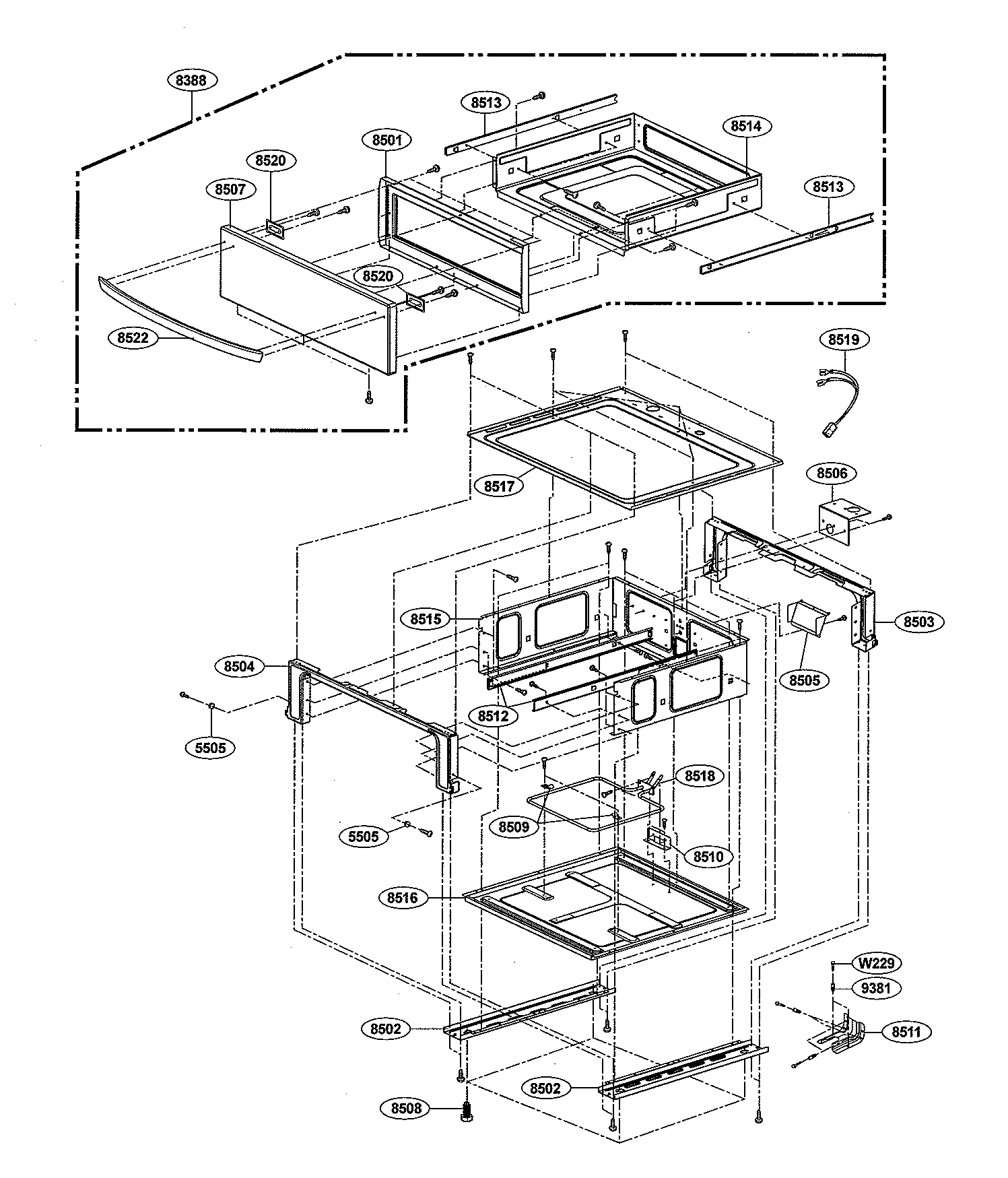 LG LRE30757ST/01 drawer parts diagram
