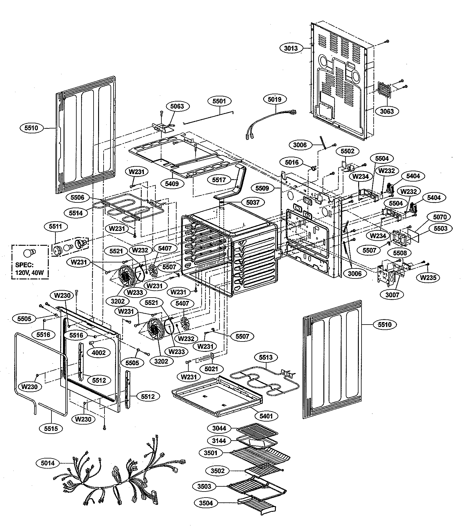 LG LRE30757ST/01 cavity parts diagram