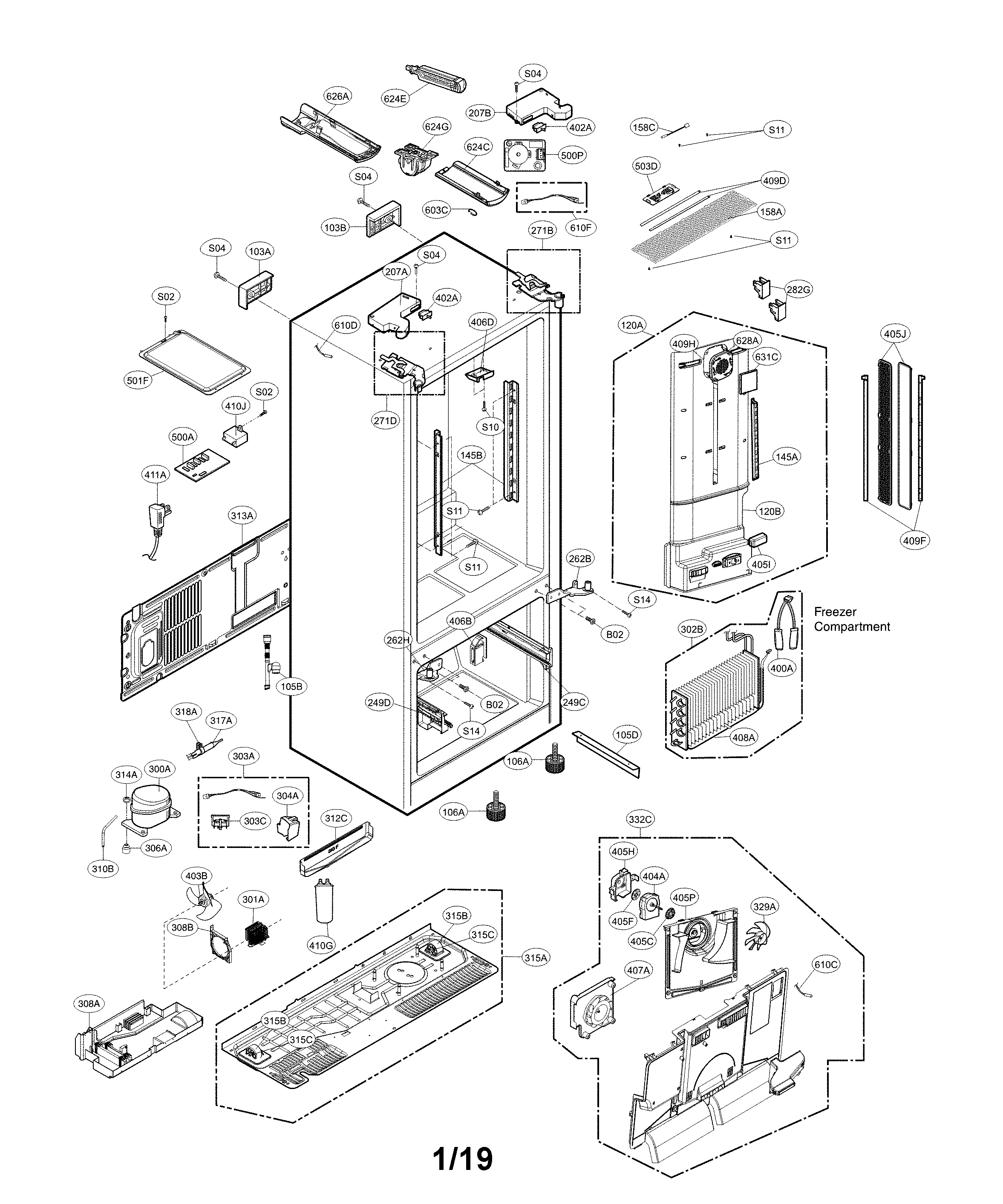 LG LFX29927ST/03 case parts diagram