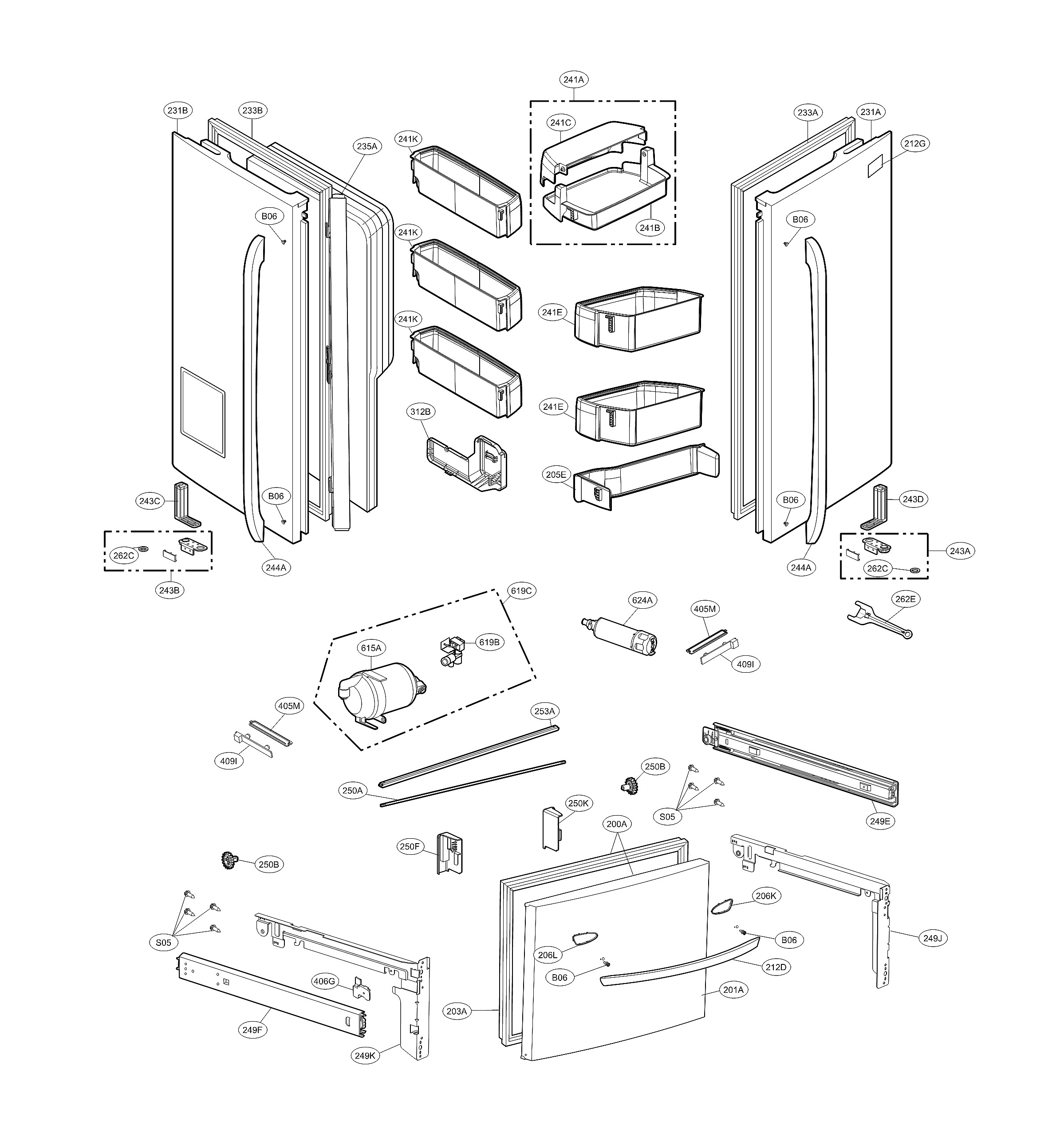LG LFX29927ST/03 door parts diagram
