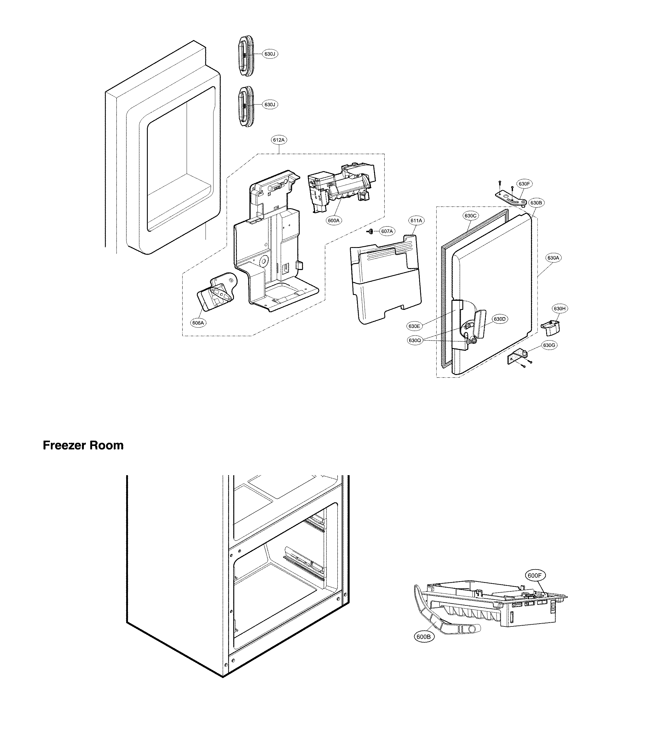 LG LFX29927ST/03 ice maker & ice bin parts diagram
