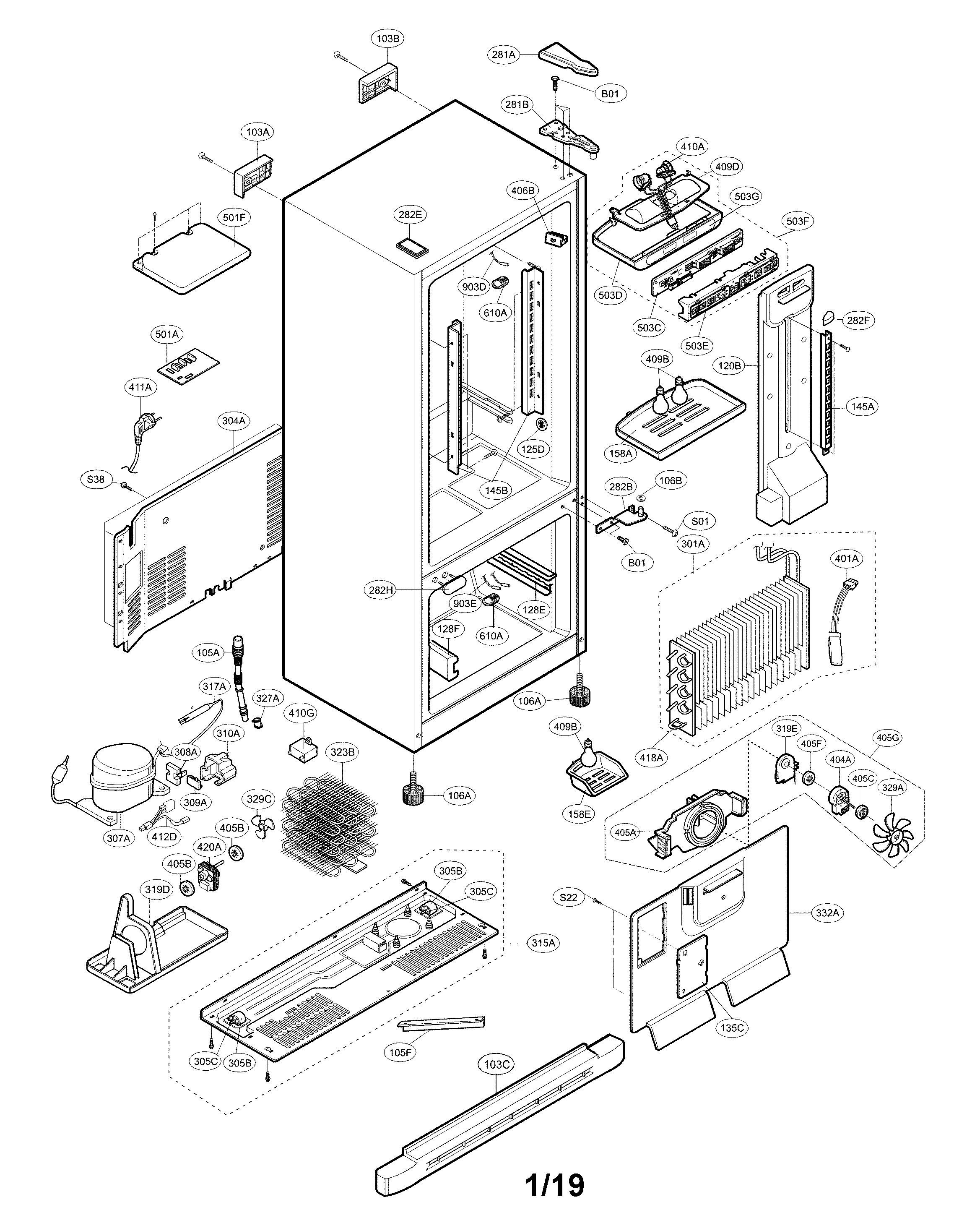 LG LDC22720SW/03 case parts diagram