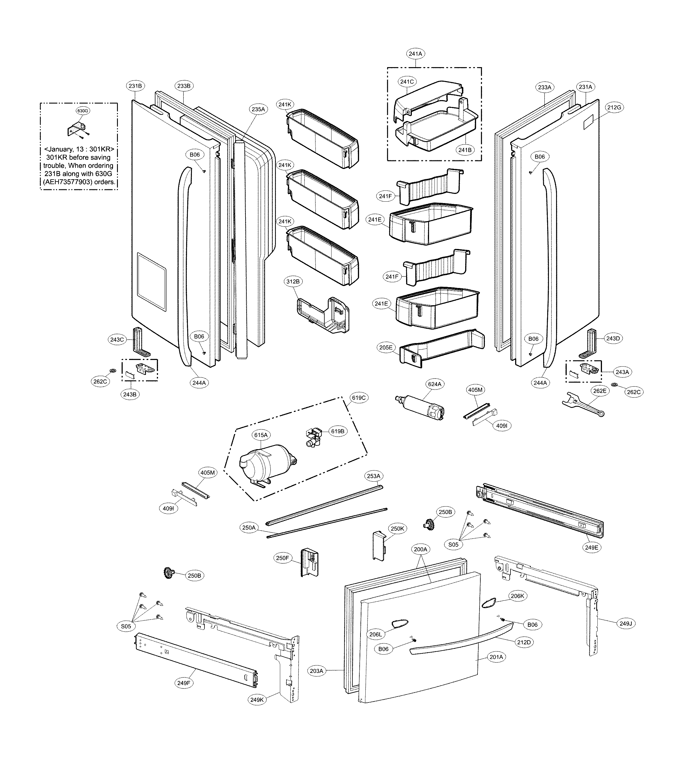 LG LFX33975ST/04 door parts diagram