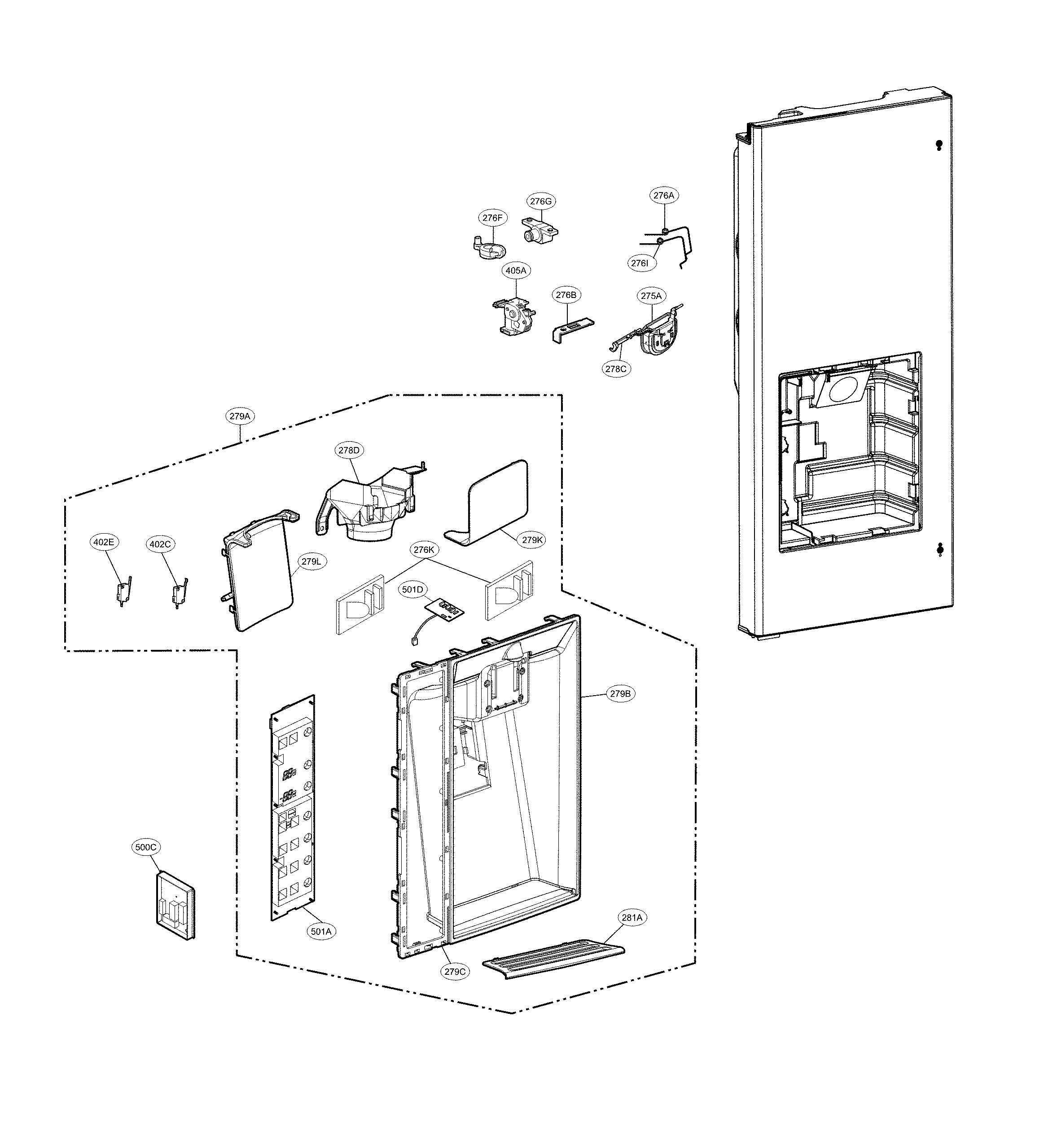 LG LFX33975ST/04 dispenser parts diagram