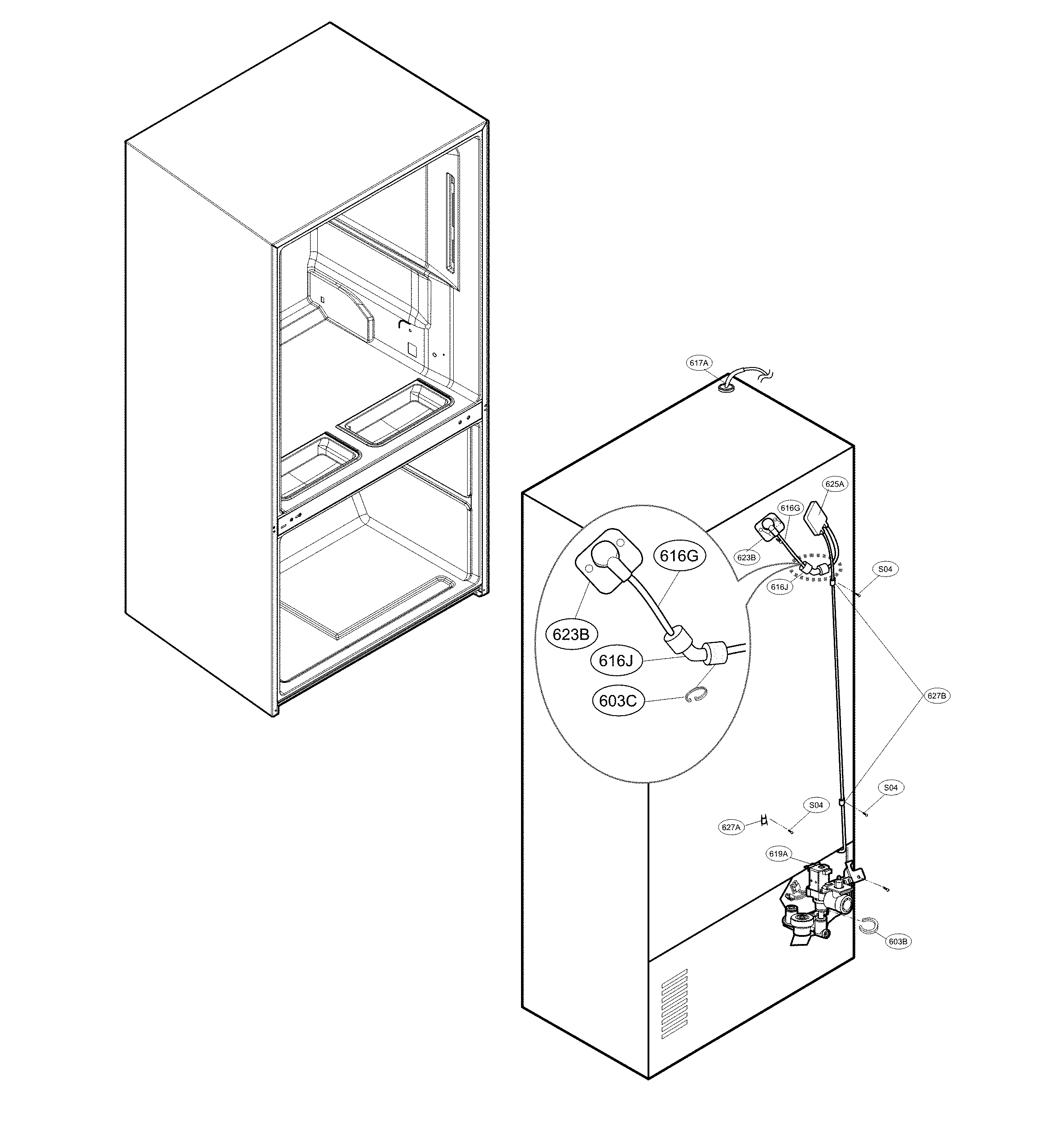 LG LFX33975ST/04 valve & water tube parts diagram