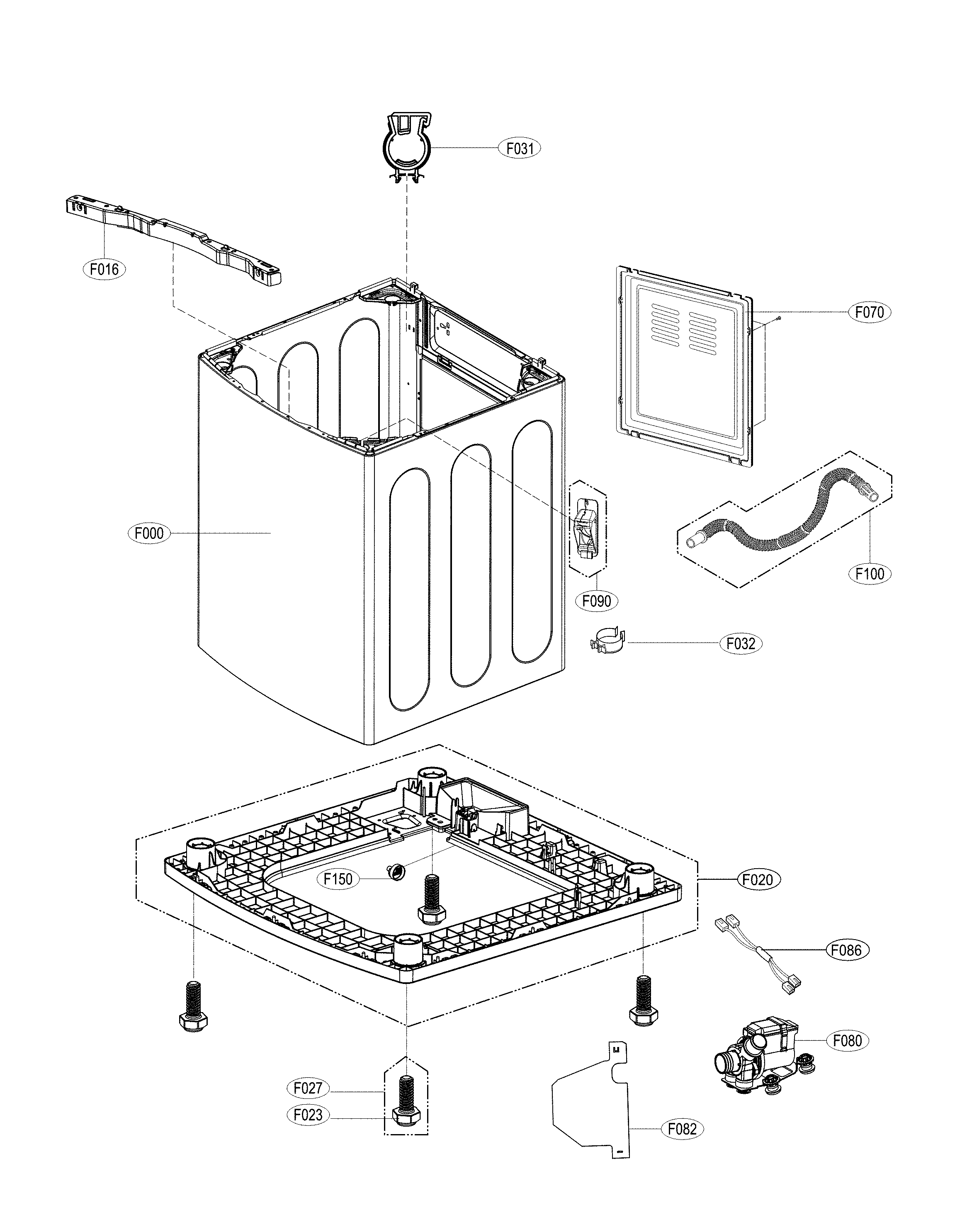 LG WT1701CV/01 outer case assembly diagram