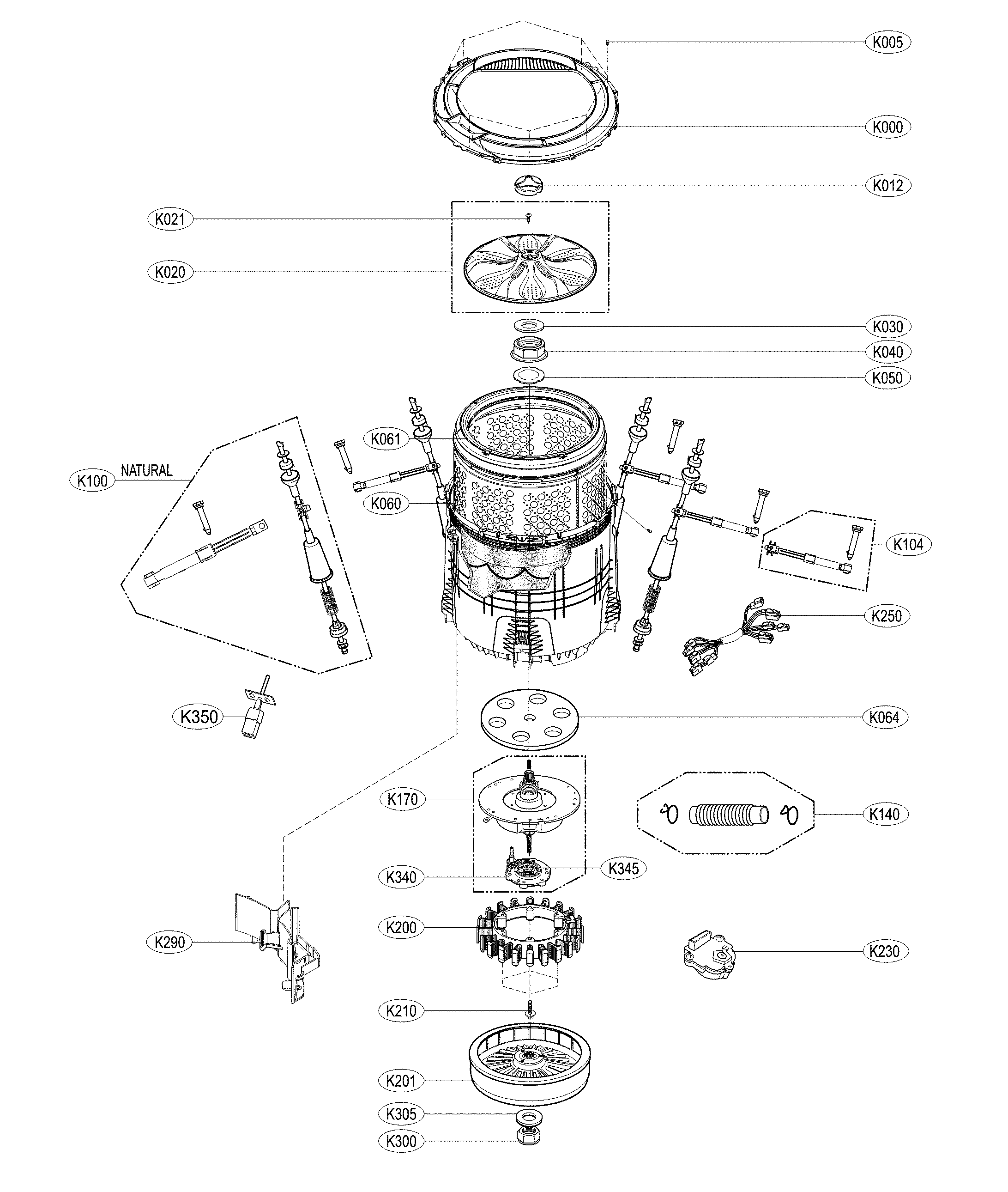 LG WT1701CV/01 tub assembly diagram