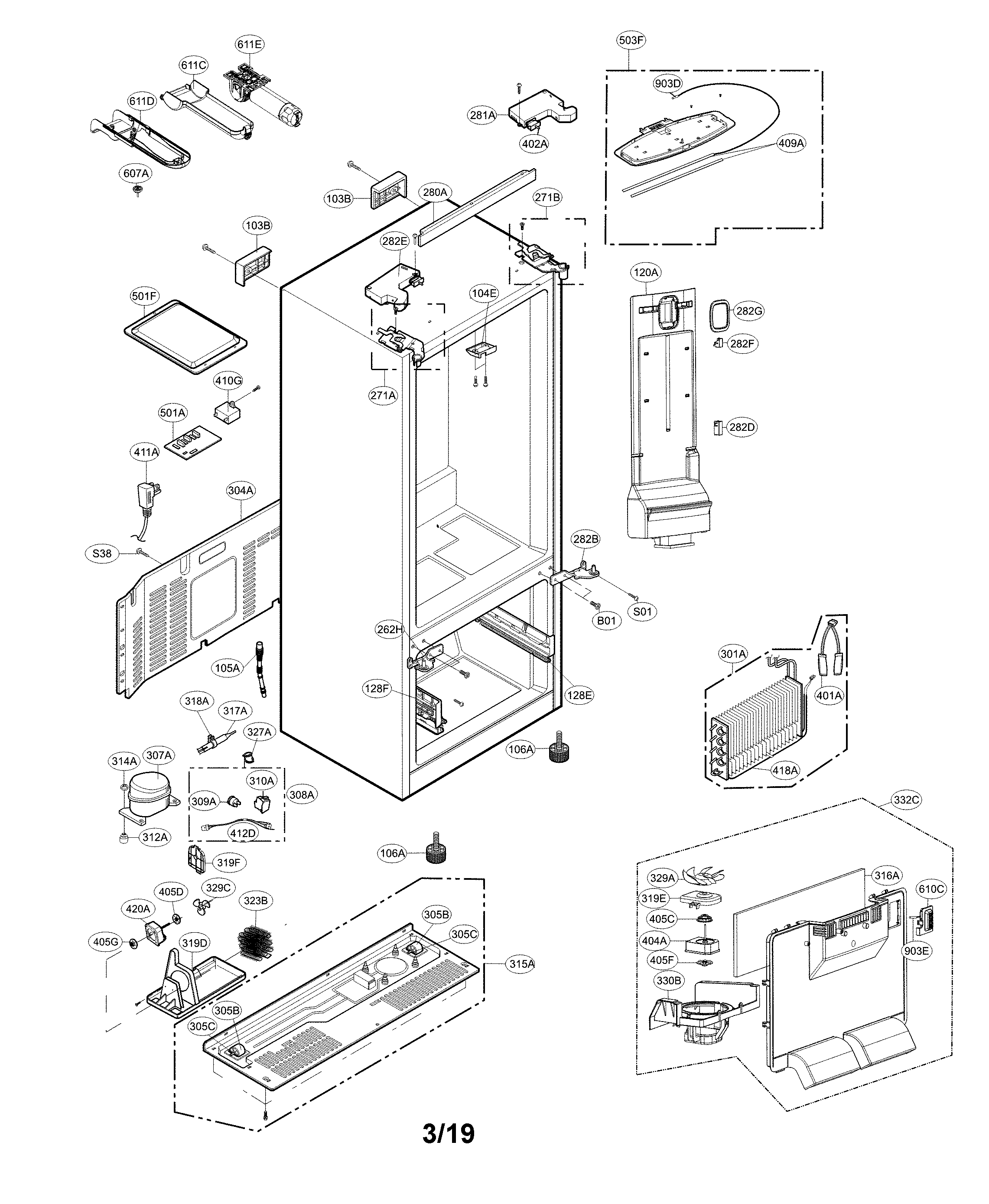 Kenmore Elite 79571322413 case parts diagram