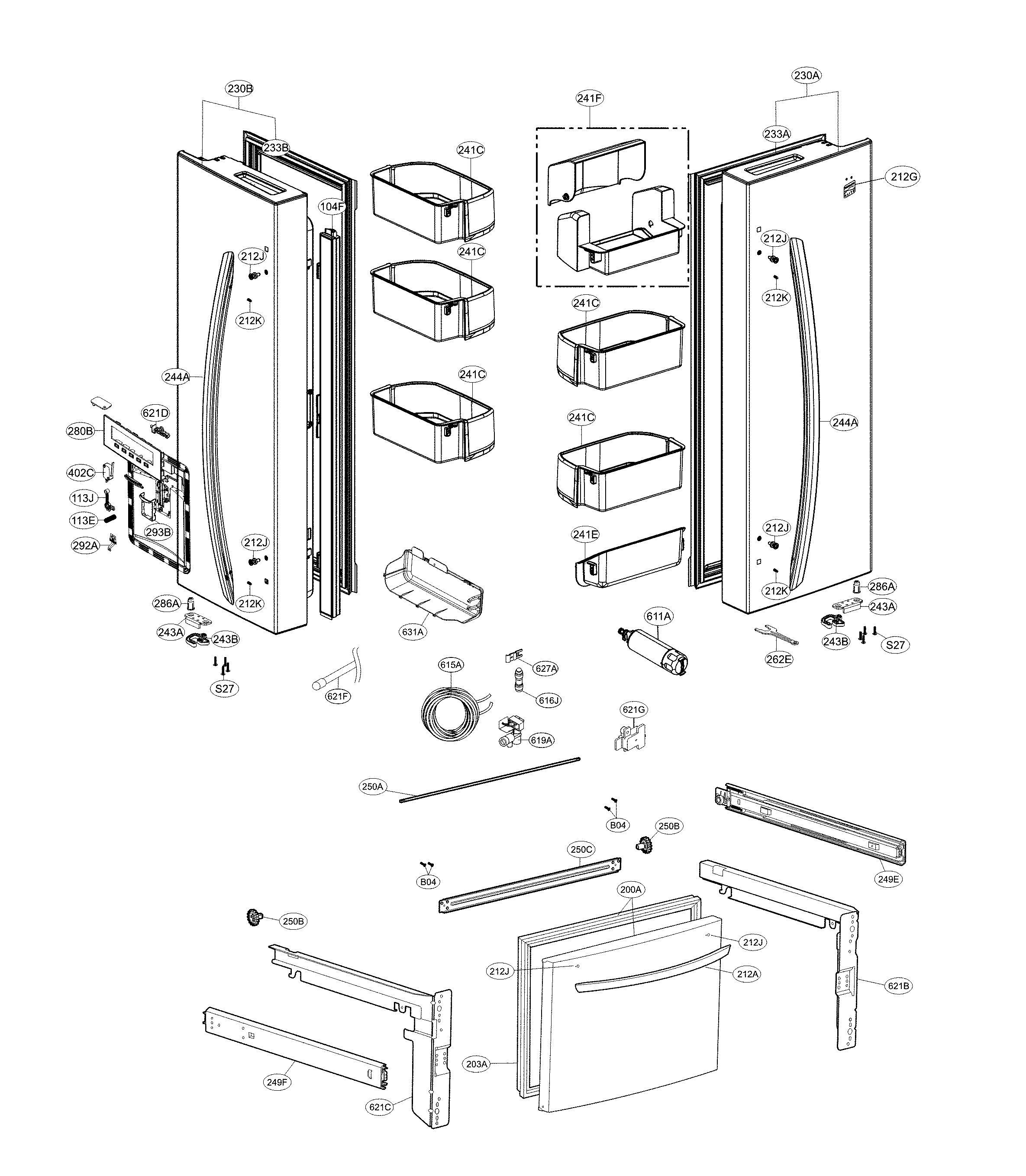 Kenmore Elite 79571322413 door parts diagram
