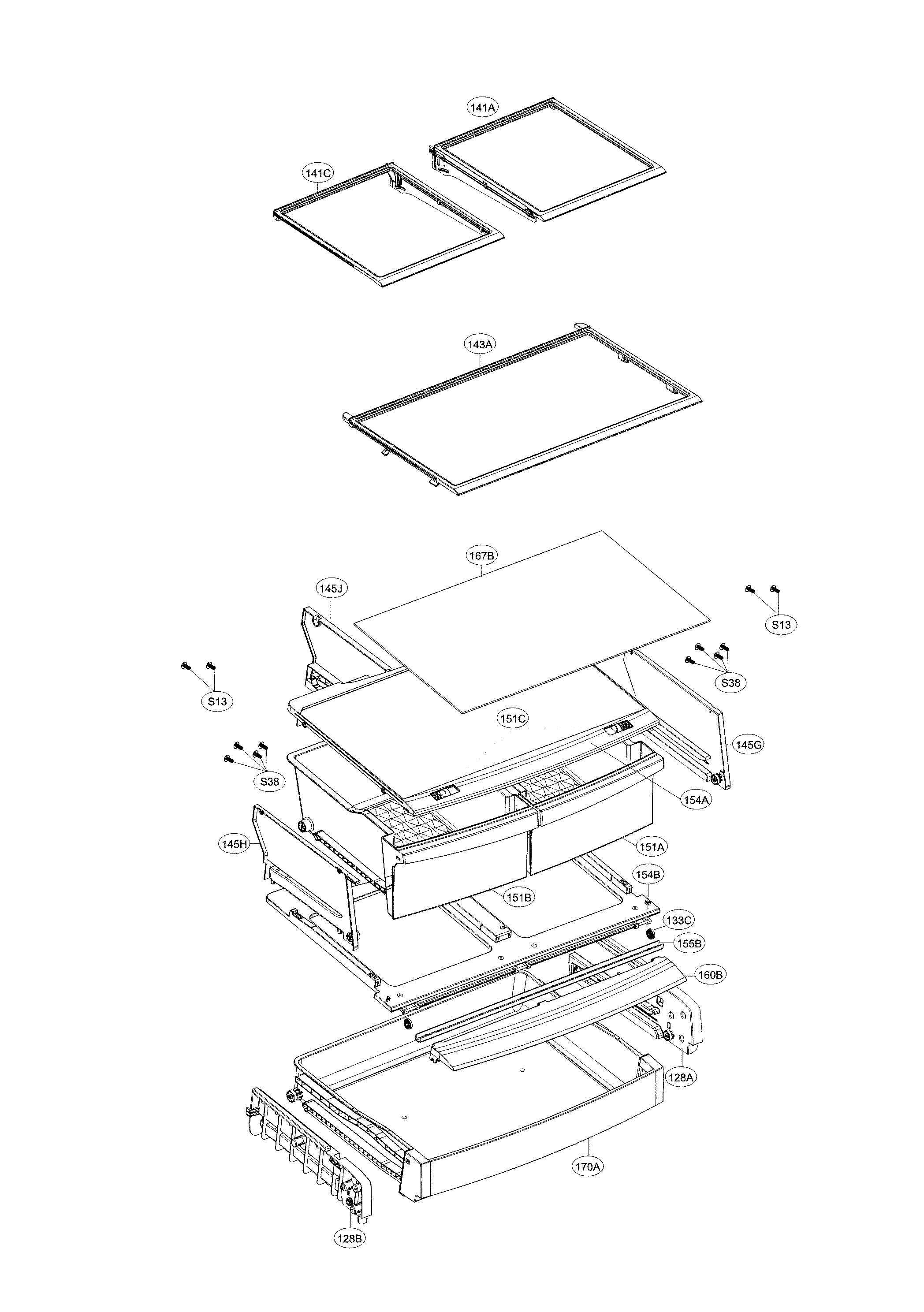 LG LDC24370ST/02 refrigerator parts diagram