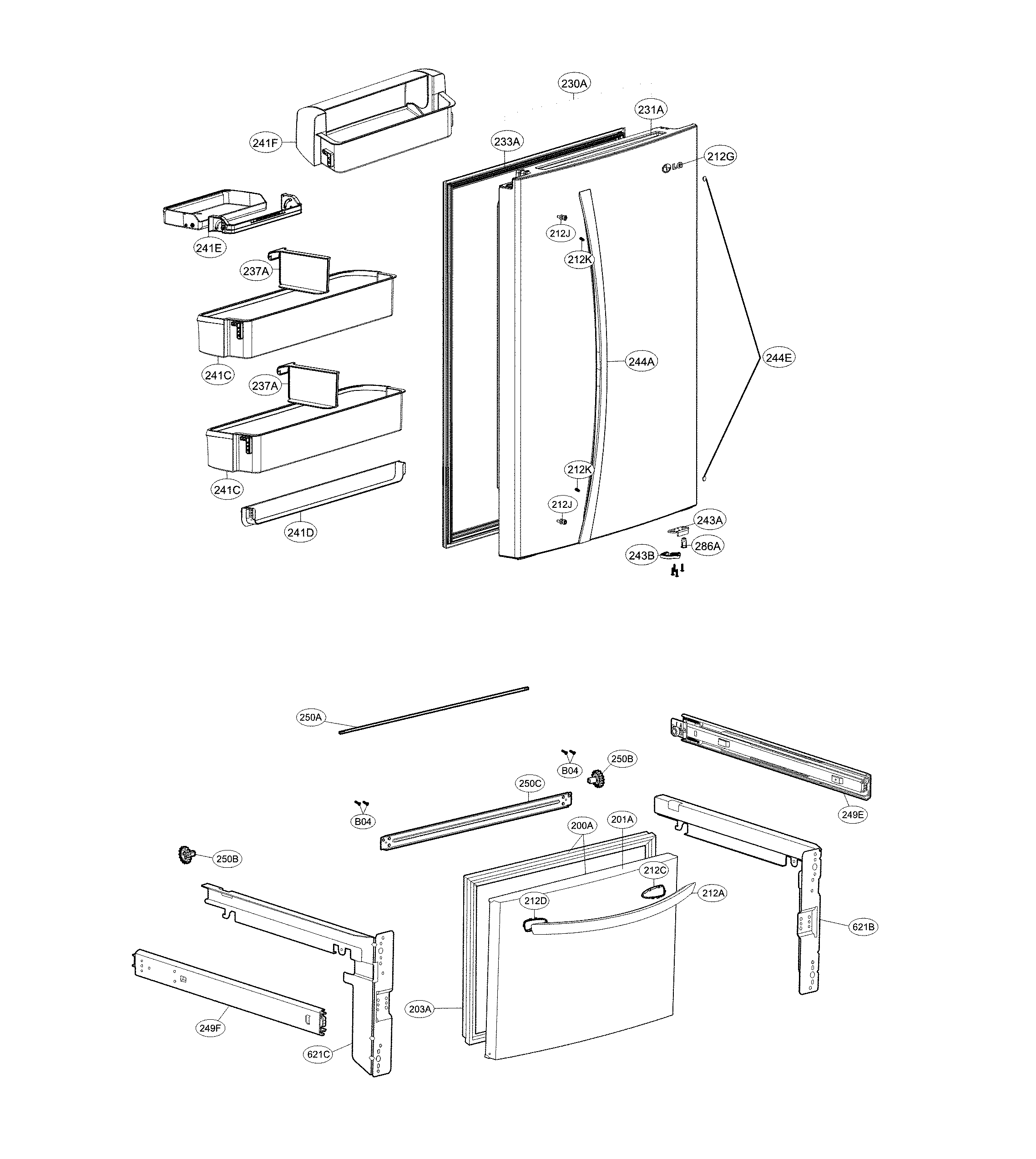 LG LDC24370ST/02 door parts diagram
