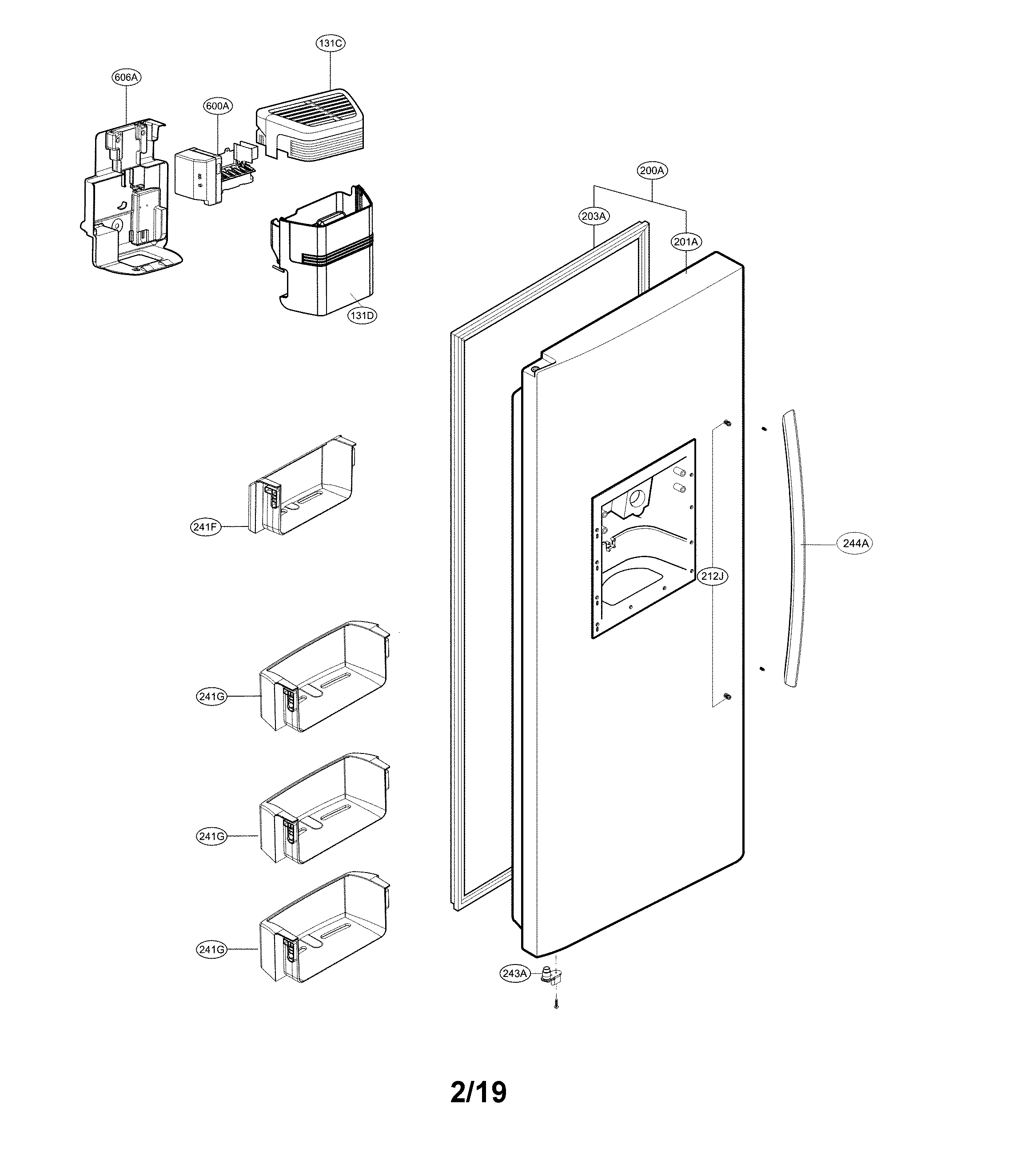 LG LSXS22423S/01 freezer door diagram