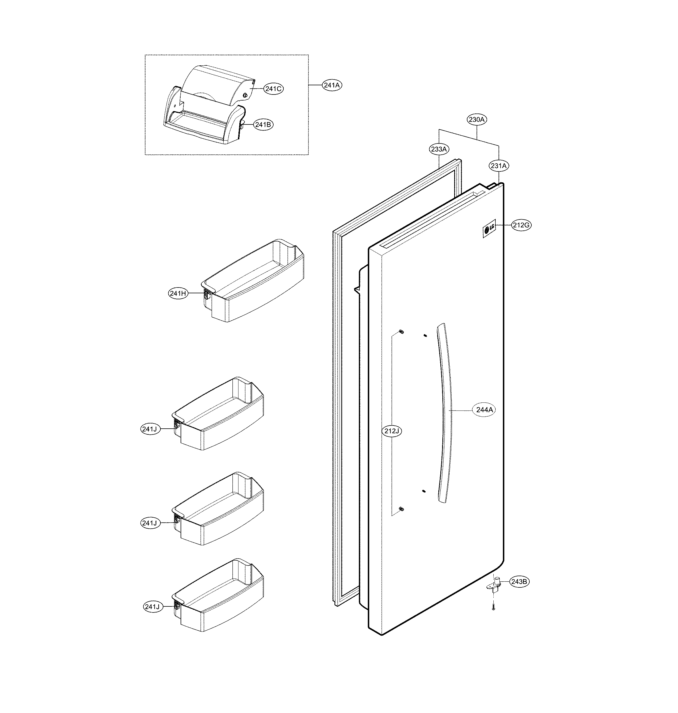 LG LSXS22423S/01 refrigerator door diagram