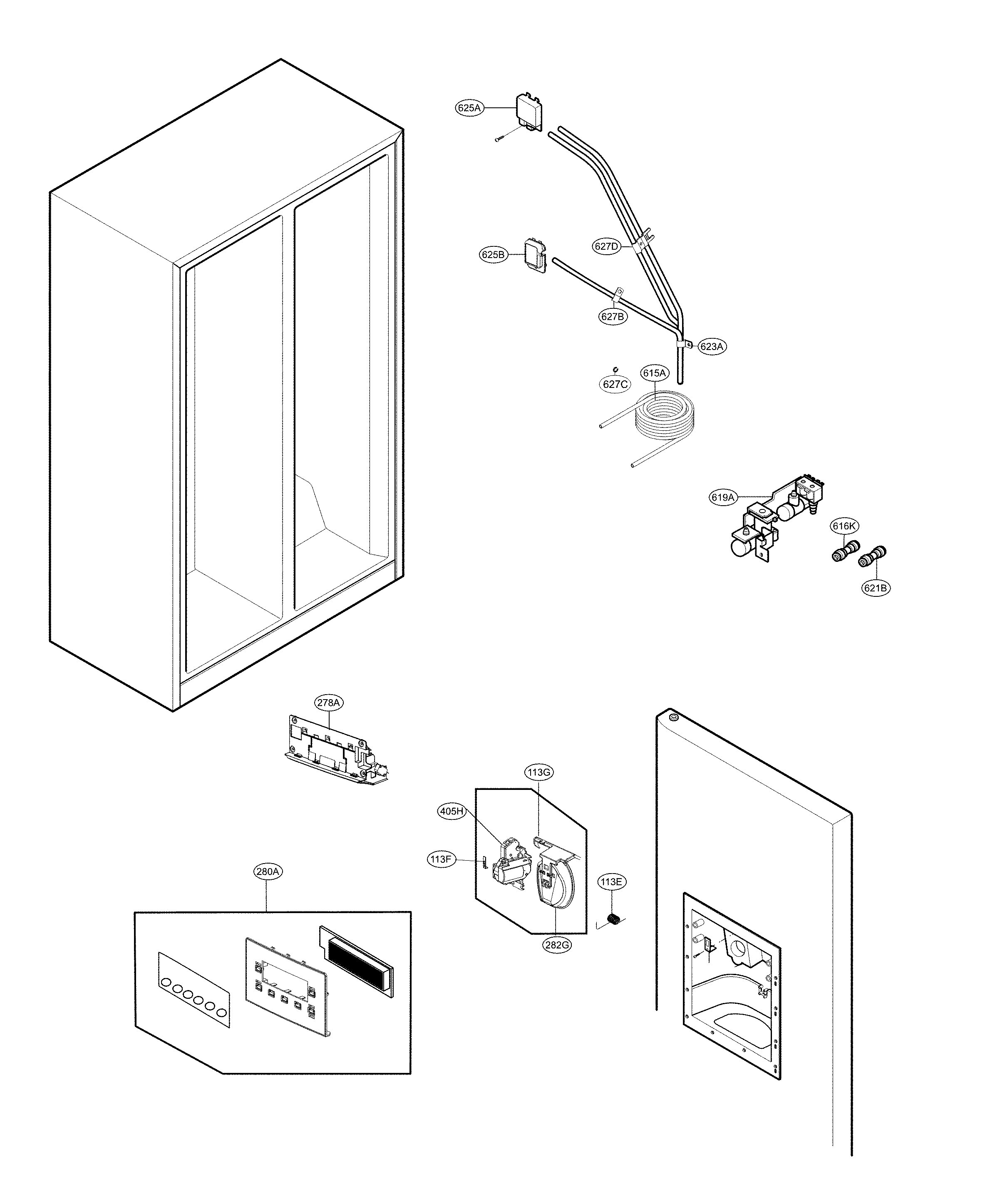 LG LSXS22423S/01 ice & water parts diagram