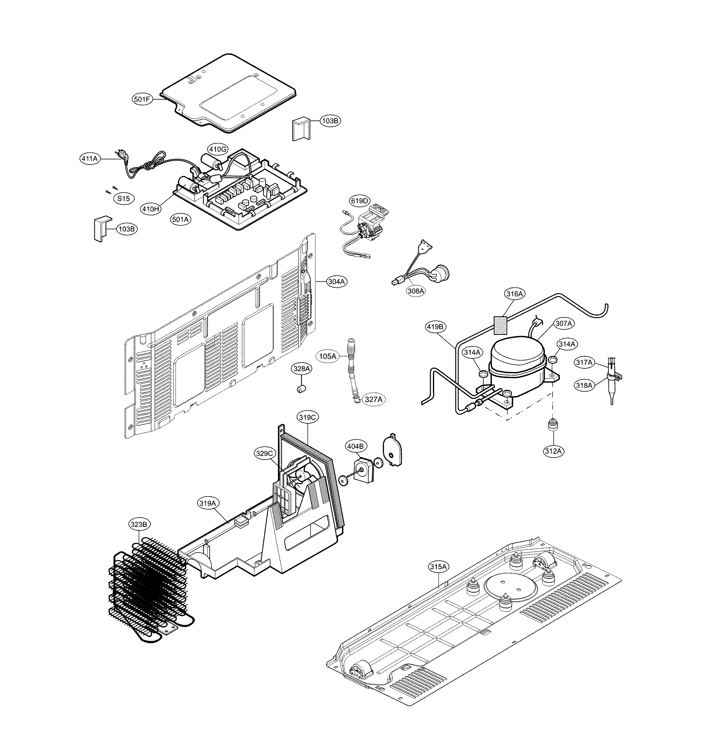 LG LSXS22423S/01 mechanical compartment diagram