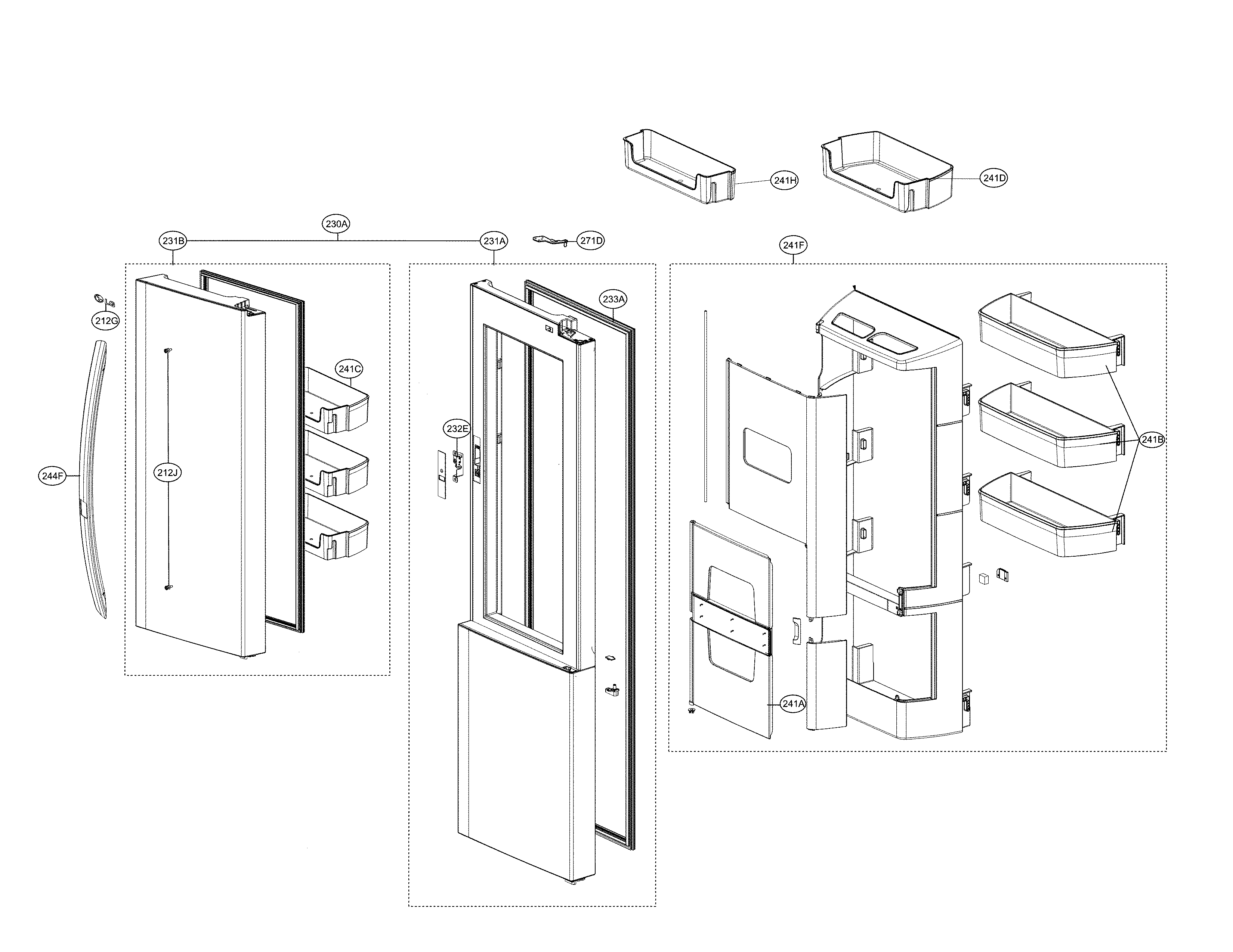 LG LSXS26366D/02 refrigerator door diagram