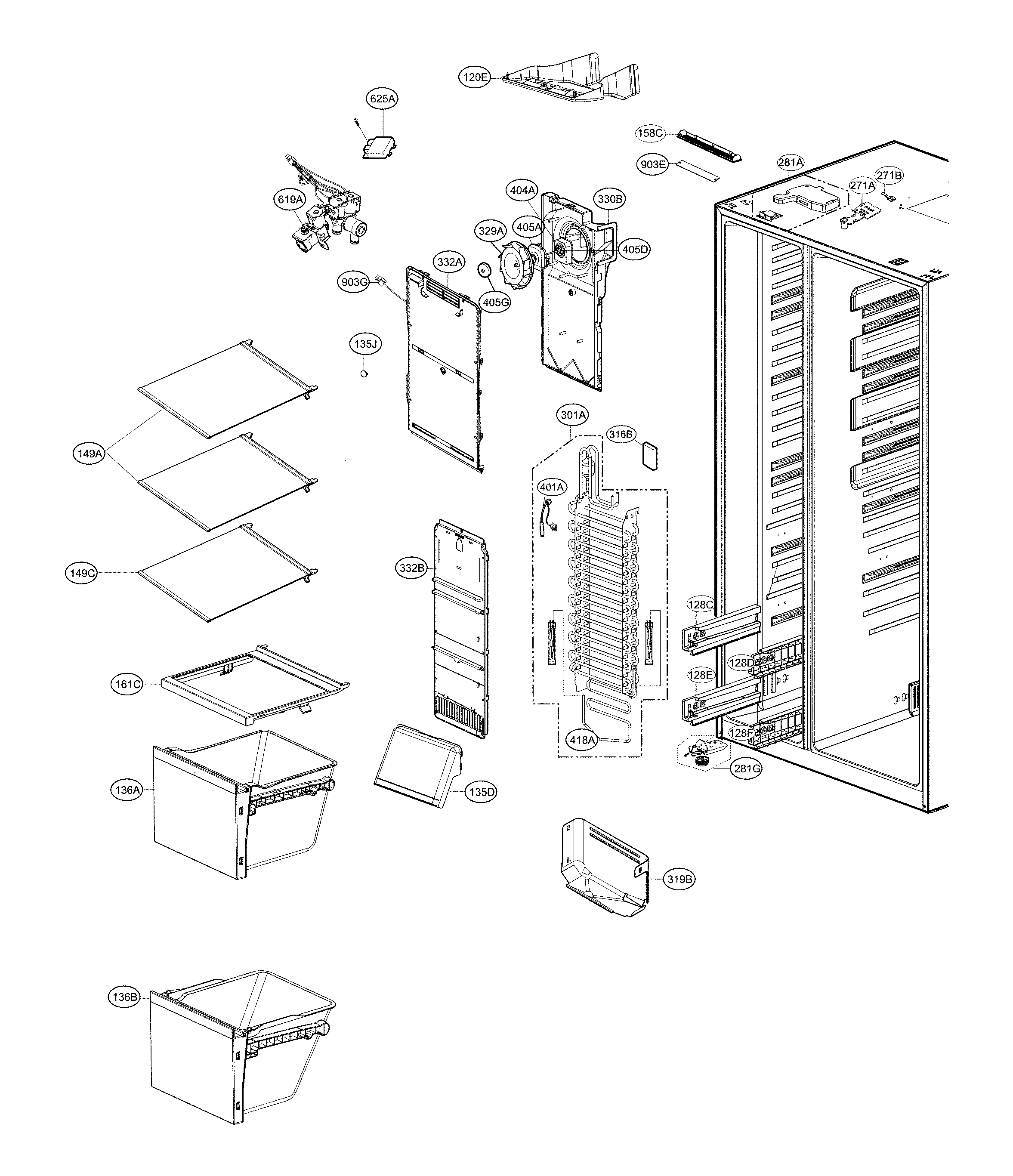LG LSXS26366D/02 freezer compartment diagram