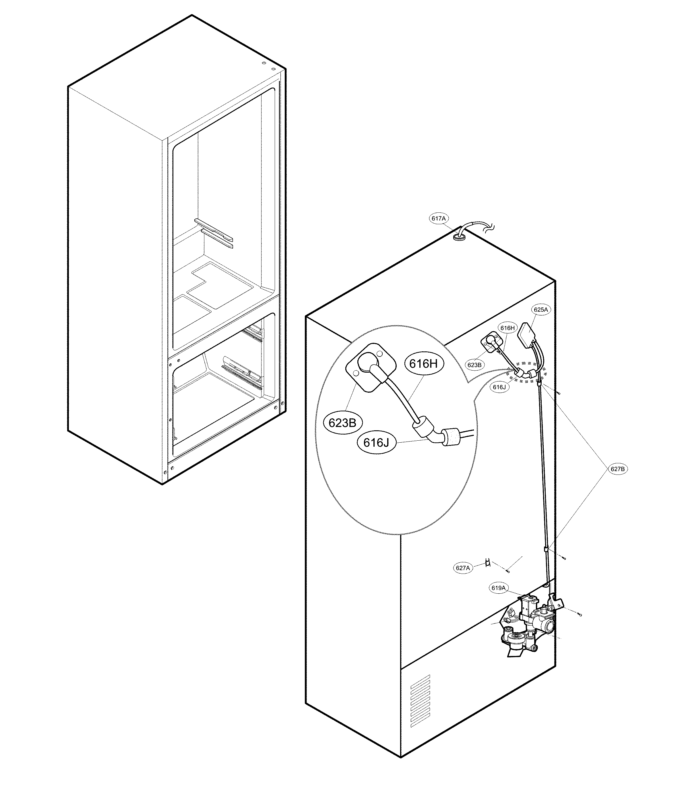 LG LFXS28566S/00 valve & water tube parts diagram