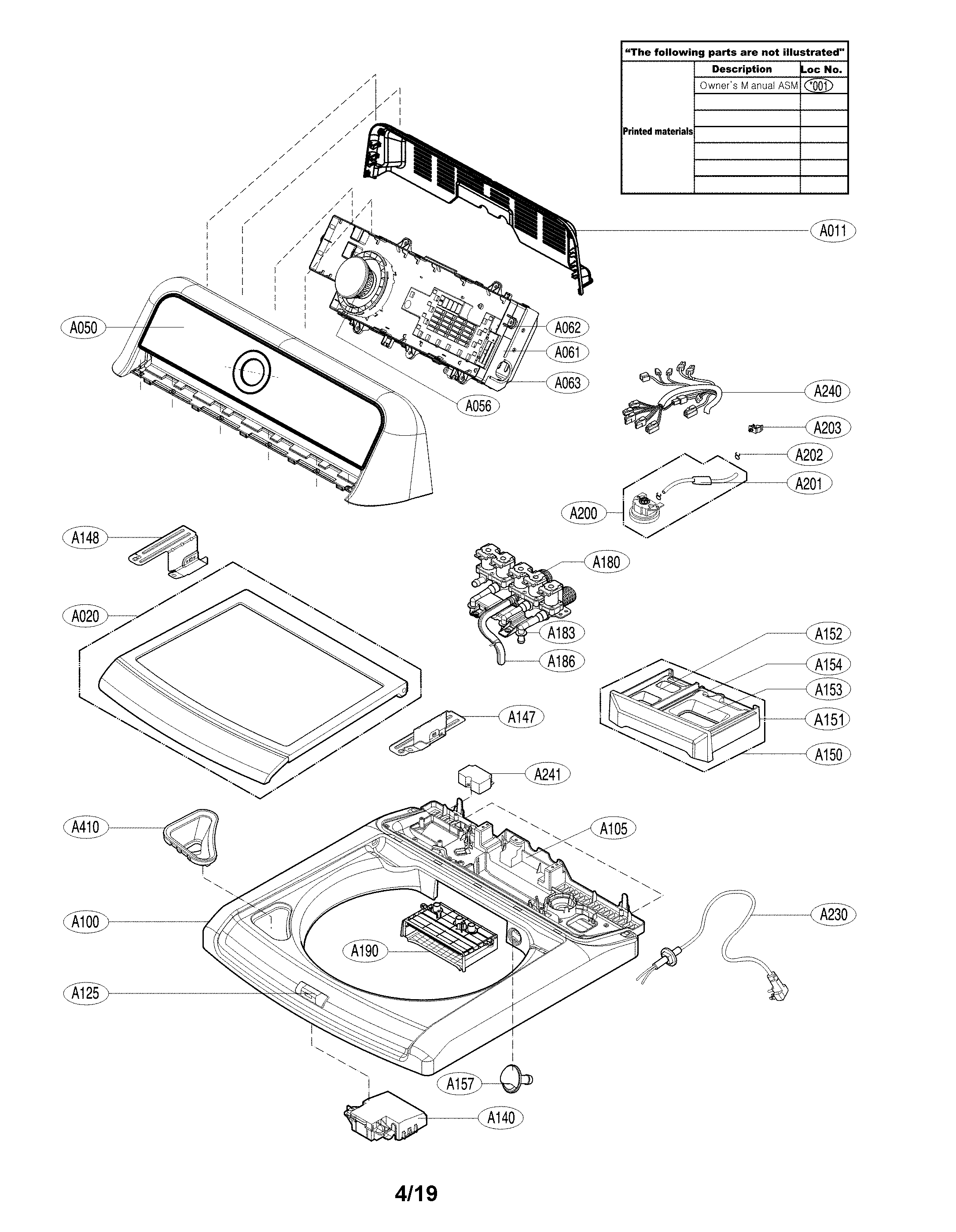 LG WT7100CW/00 top cover assembly diagram
