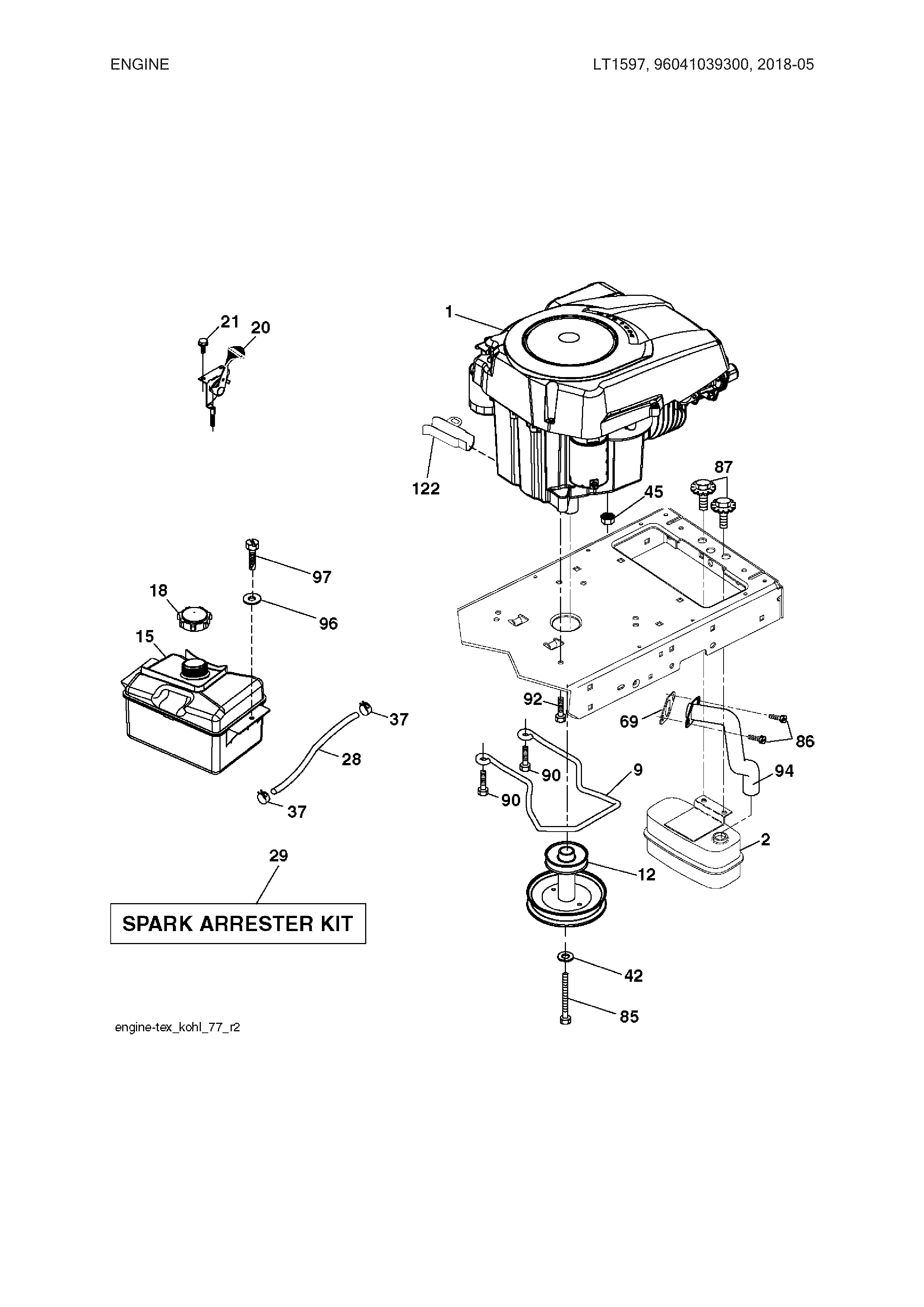 Husqvarna 96041039300 engine diagram