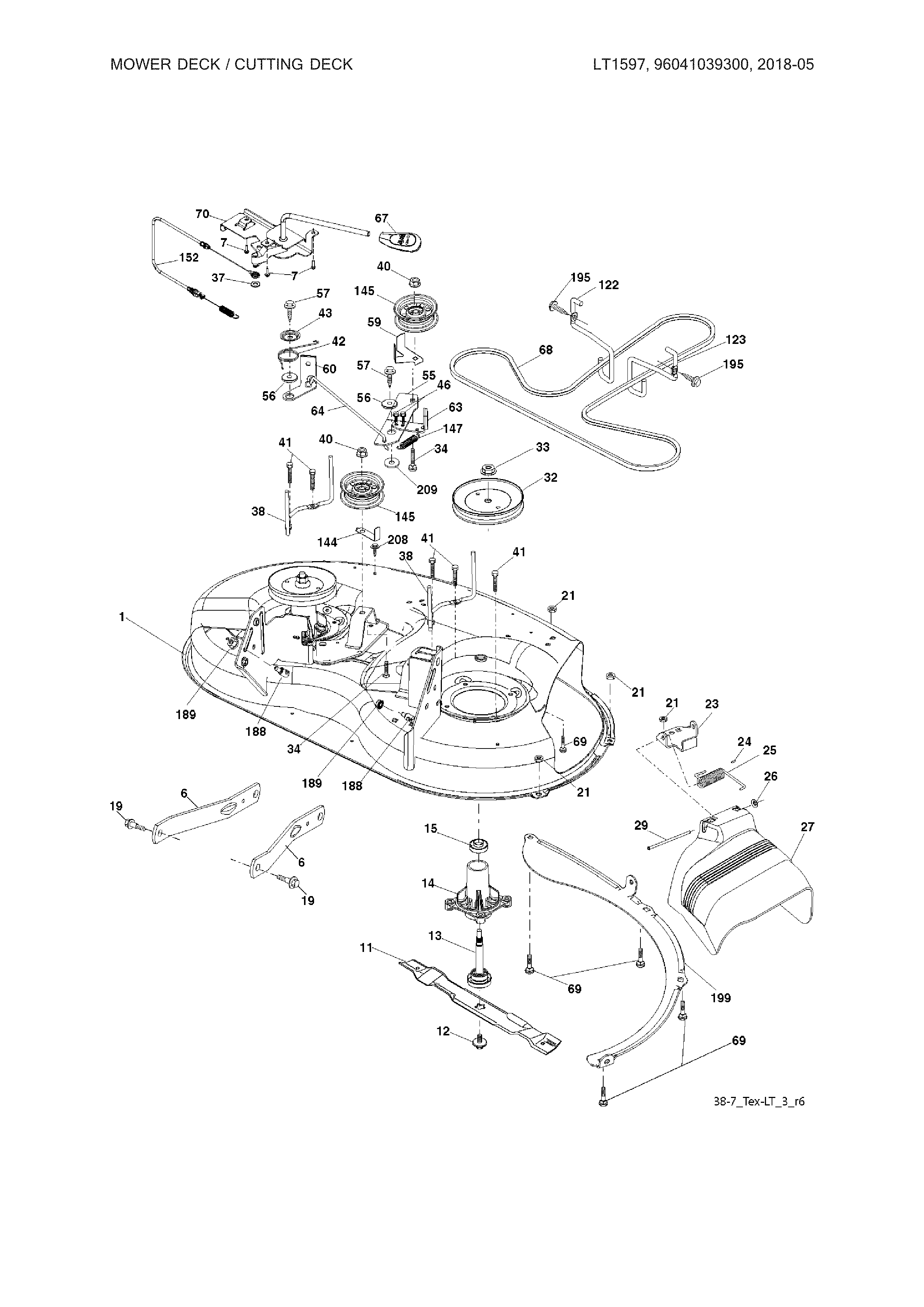 Husqvarna 96041039300 mower deck diagram