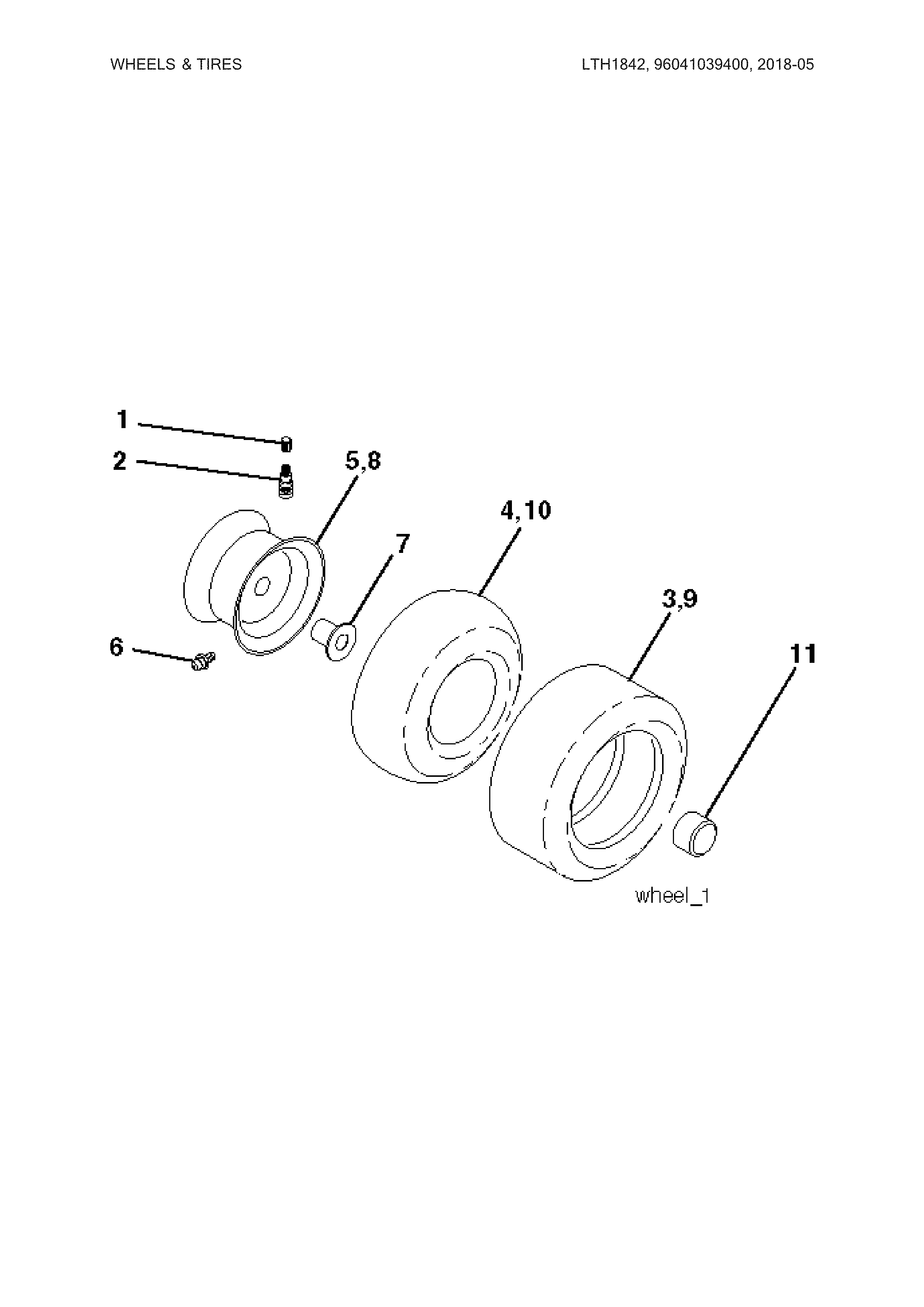 Husqvarna LTH1842-96041039400 wheels and tires diagram
