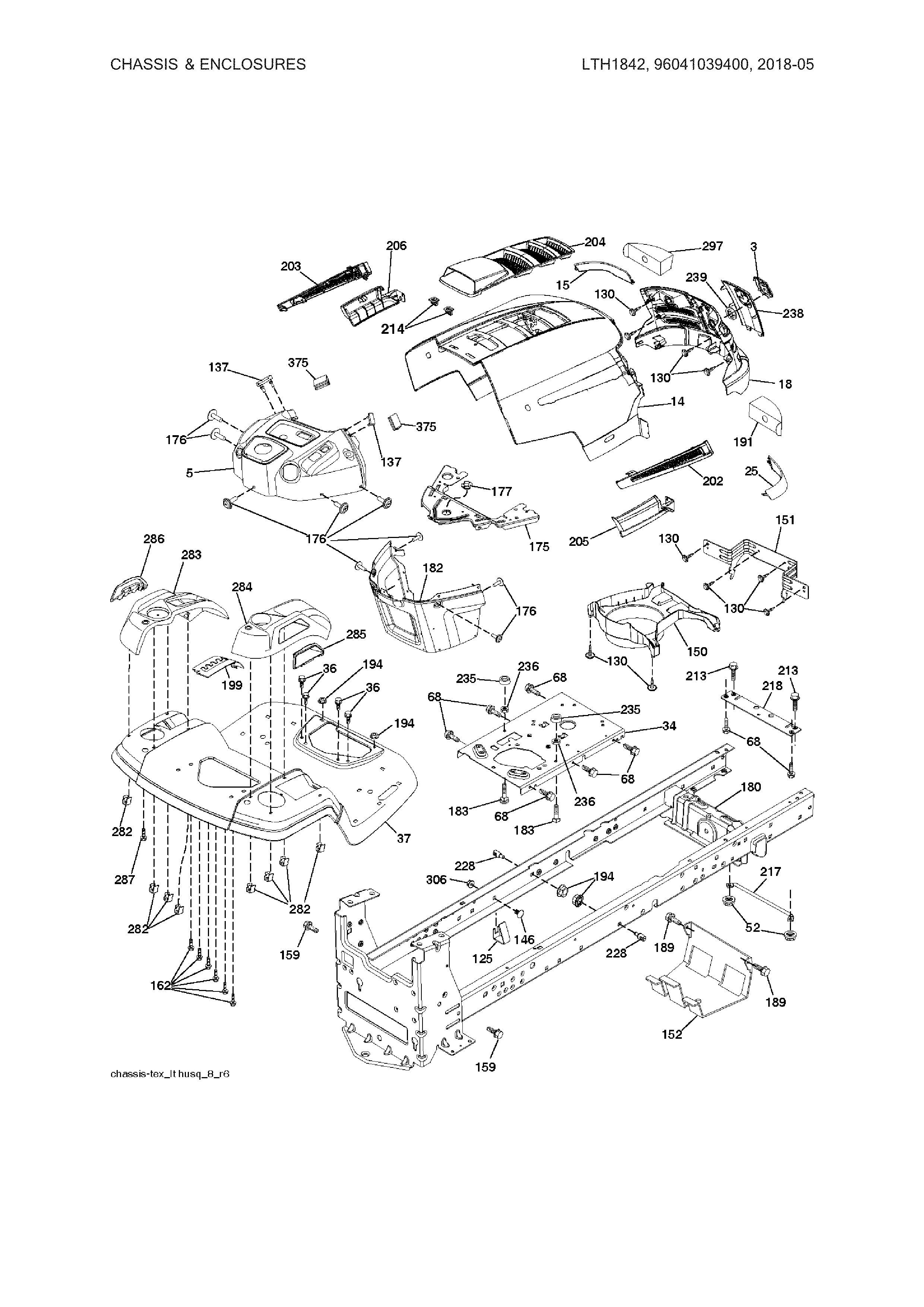 Husqvarna LTH1842-96041039400 chassis & enclosures diagram