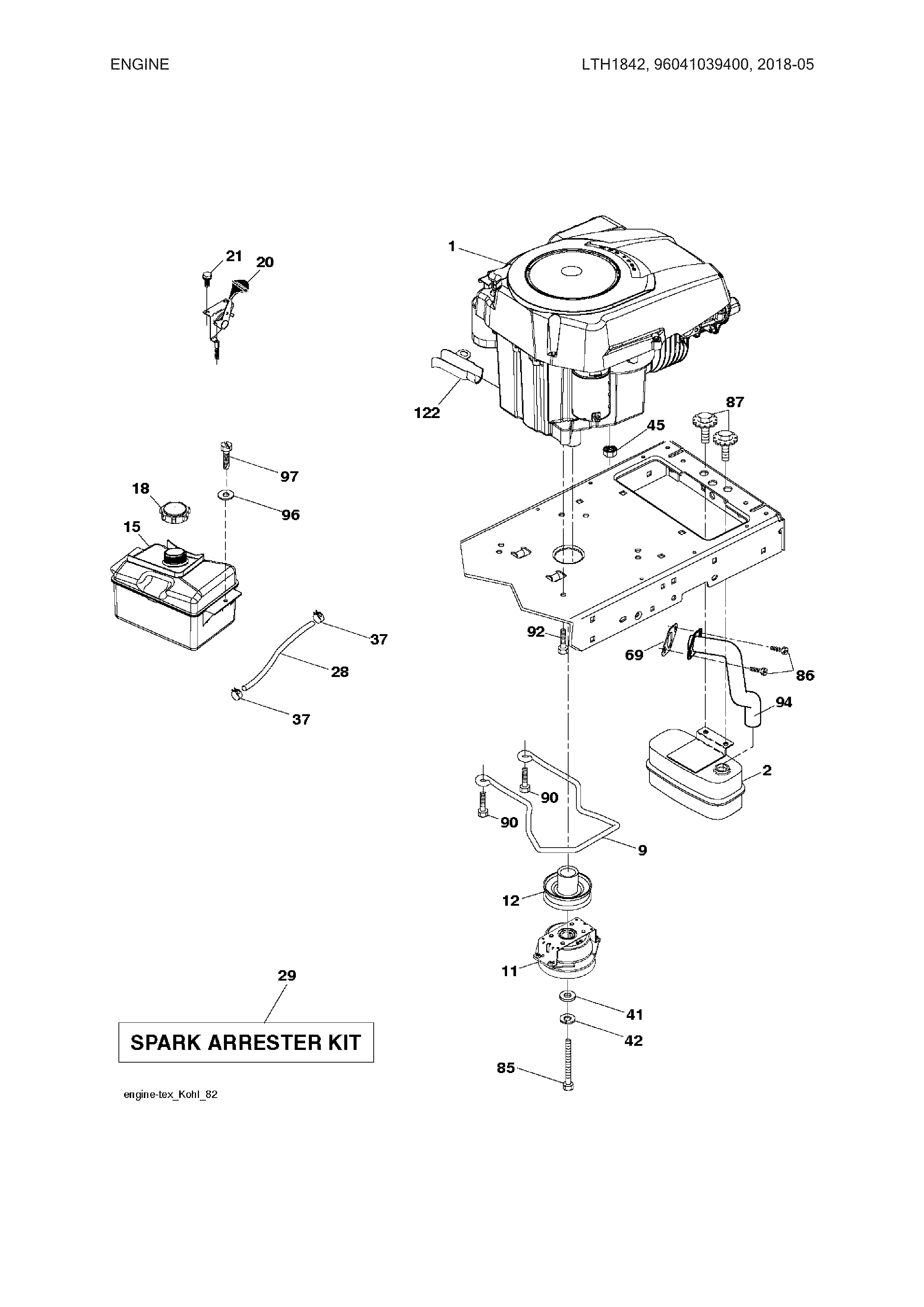 Husqvarna LTH1842-96041039400 engine diagram