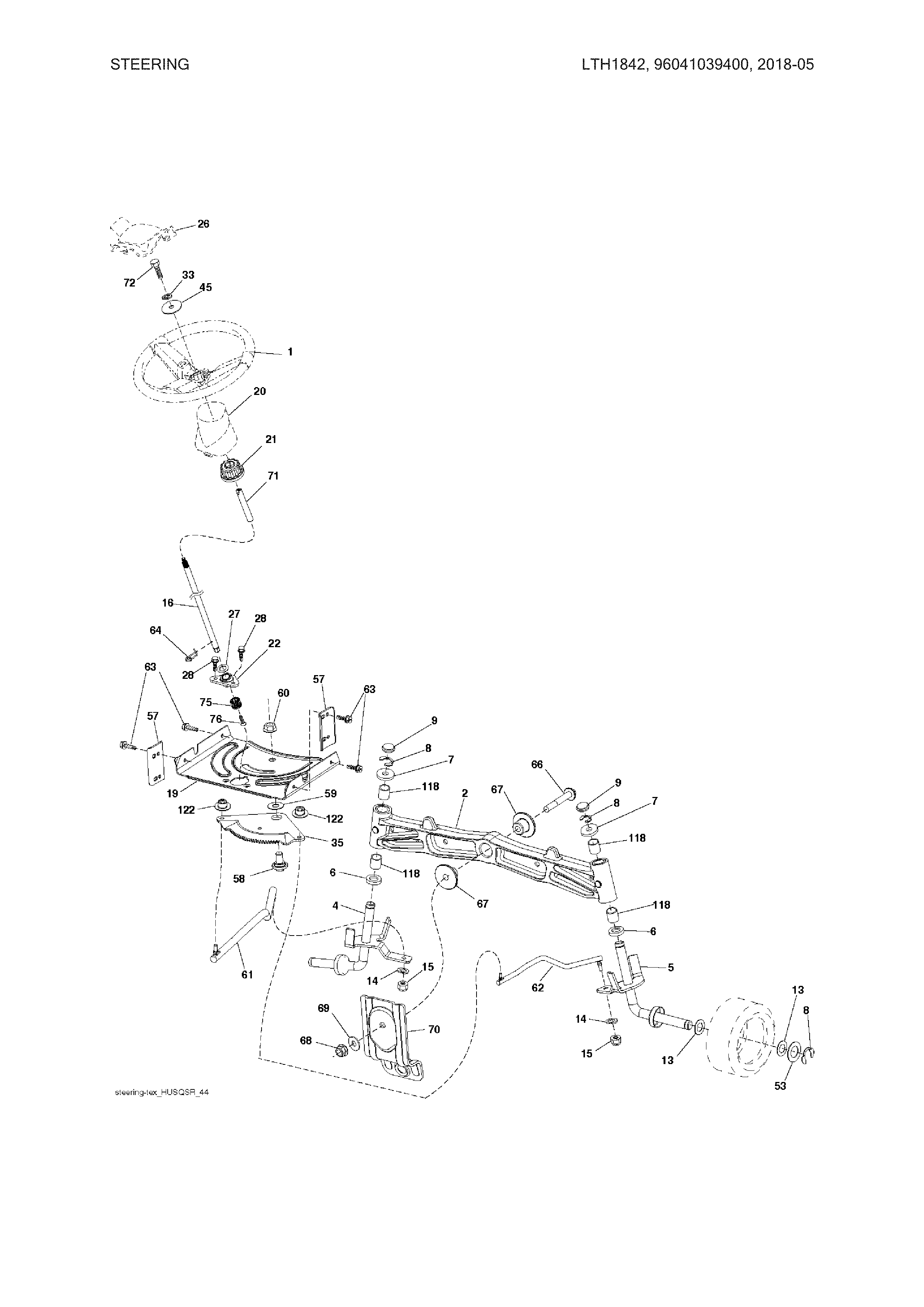 Husqvarna LTH1842-96041039400 steering diagram
