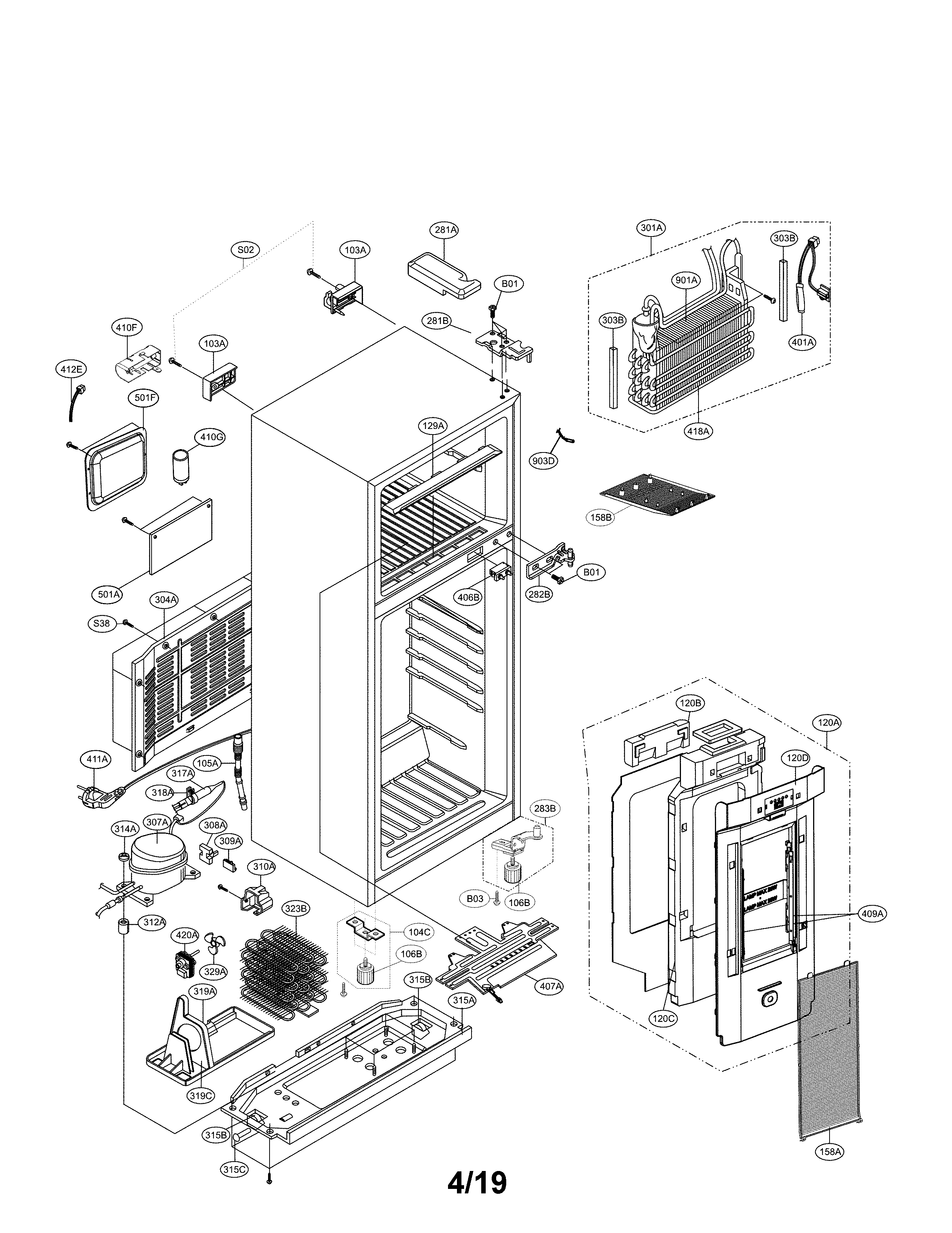 LG LTN16385PL/00 case parts diagram