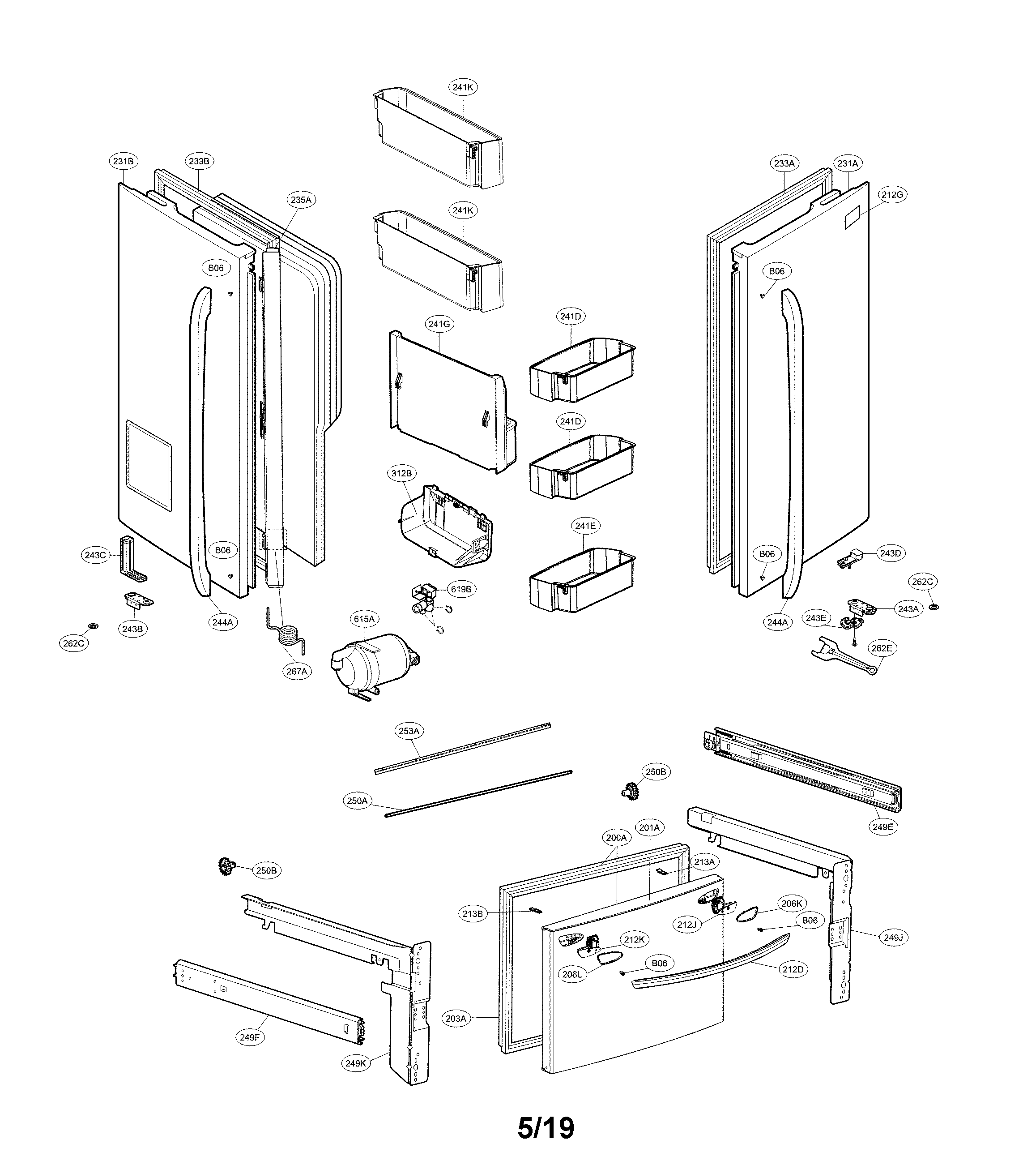 LG LFX28968D/00 door parts diagram