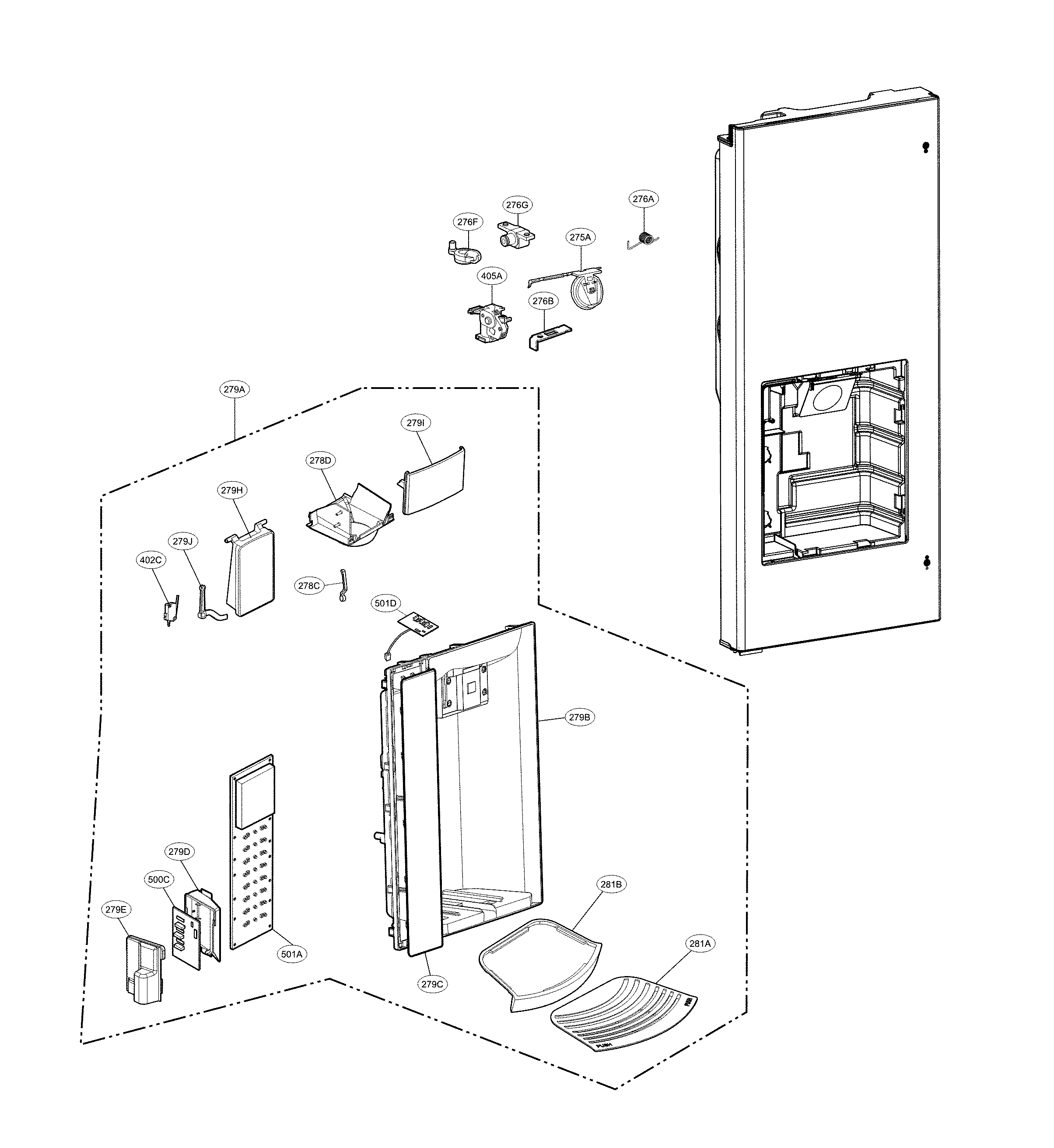 LG LFX28968D/00 dispenser parts diagram