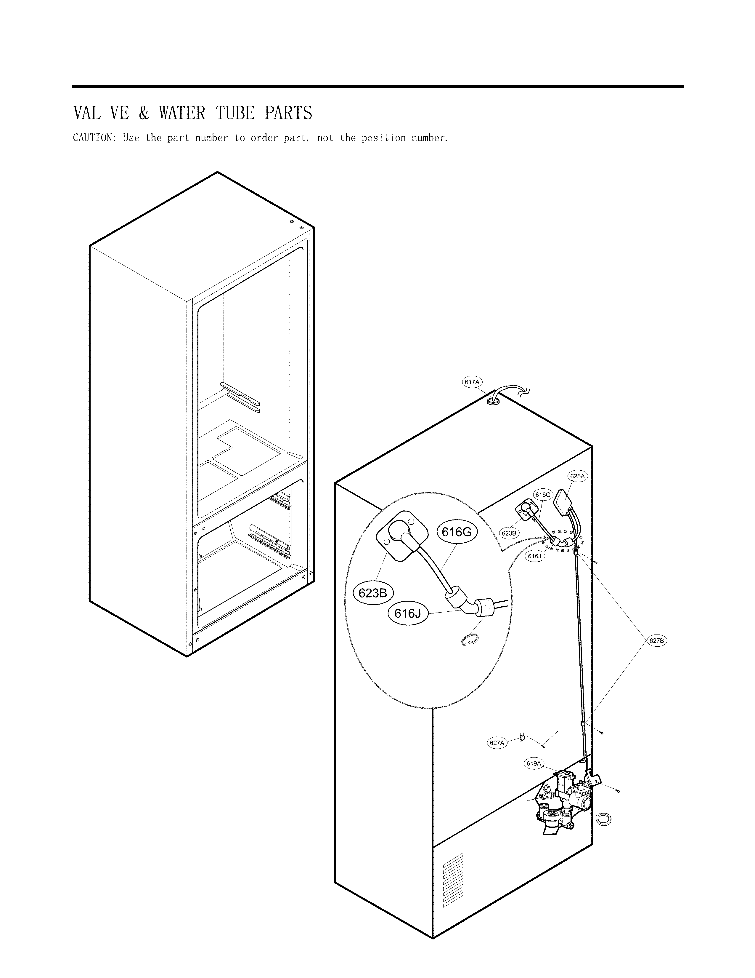 LG LFX28968D/00 valve and water tube parts diagram