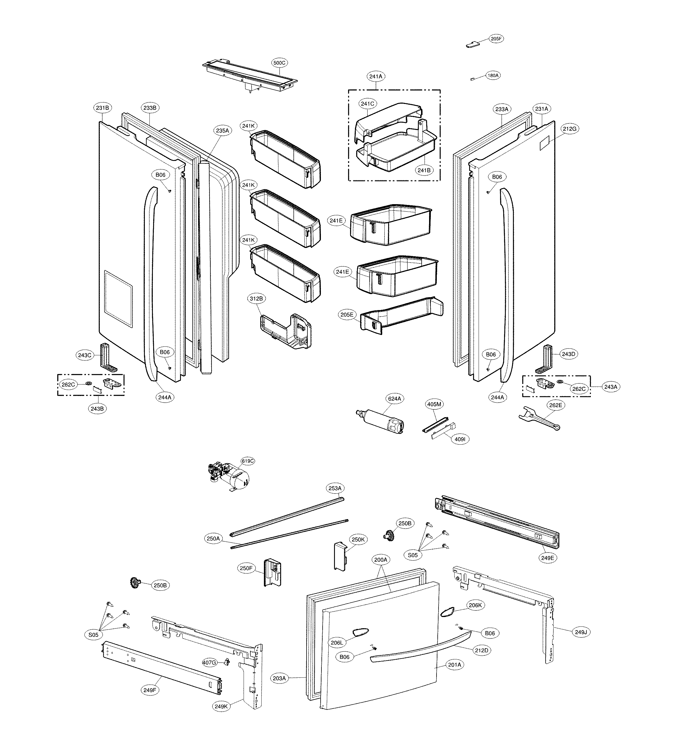 LG LFXC24726D/01 door parts diagram