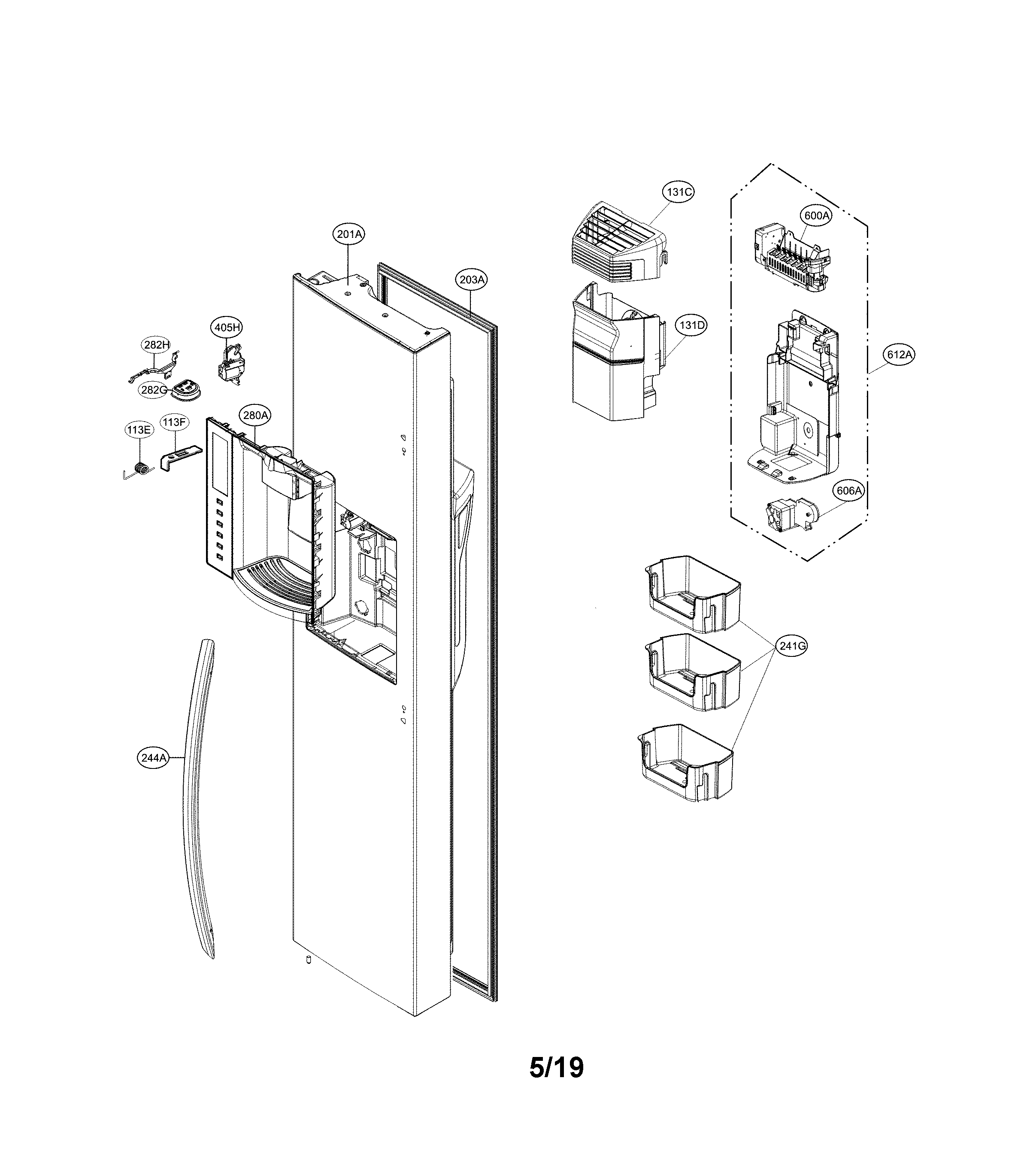 LG LSXS26326W/00 freezer door diagram
