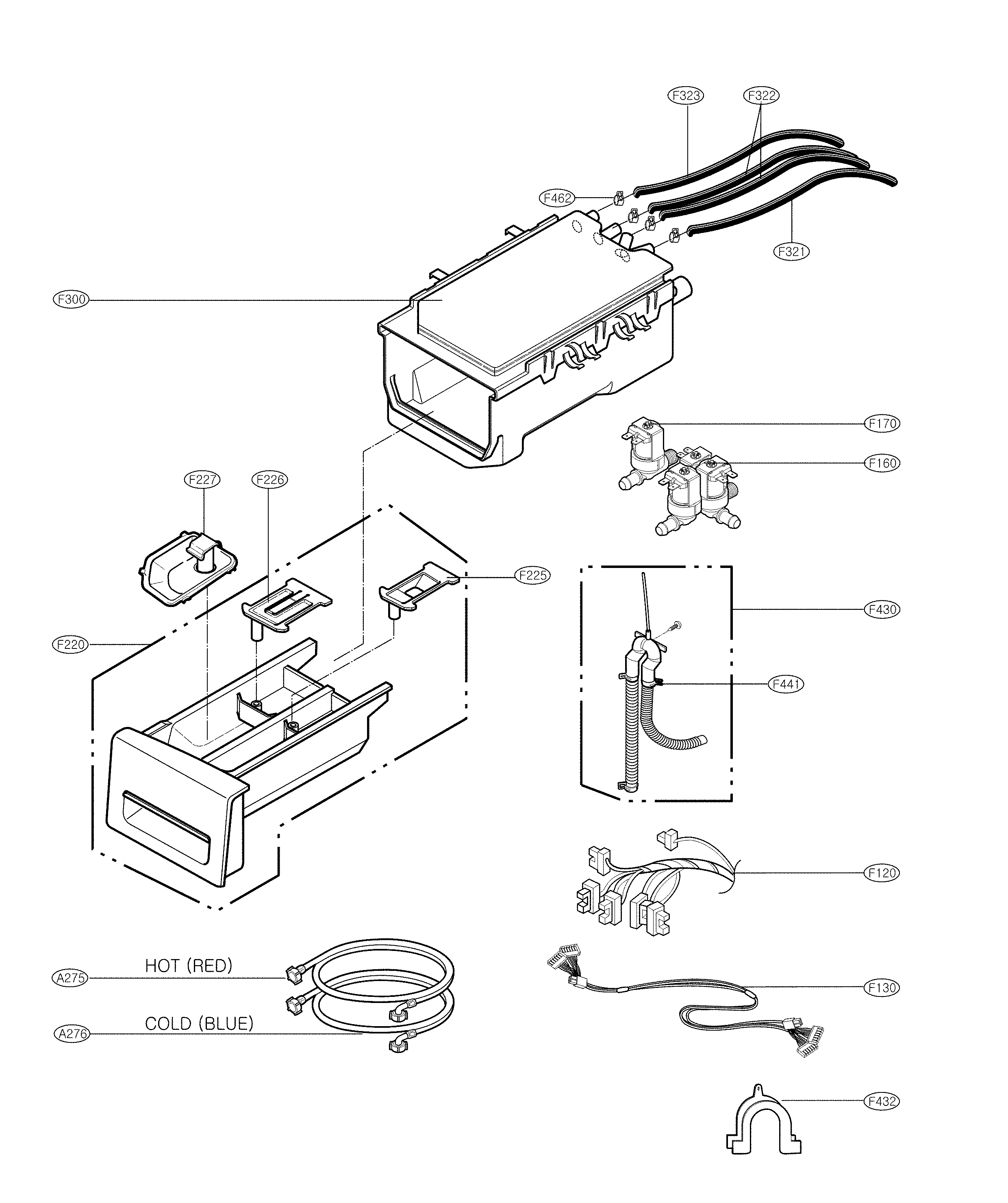 LG WM2277HW/01 dispenser assembly diagram
