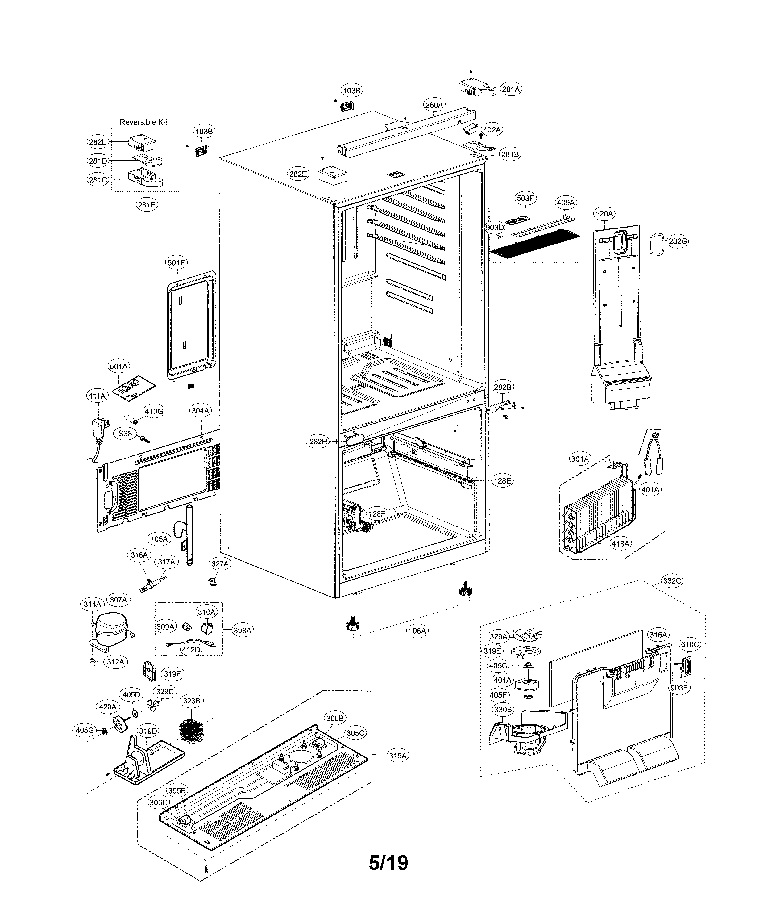 LG LDCS24223S/02 case parts diagram