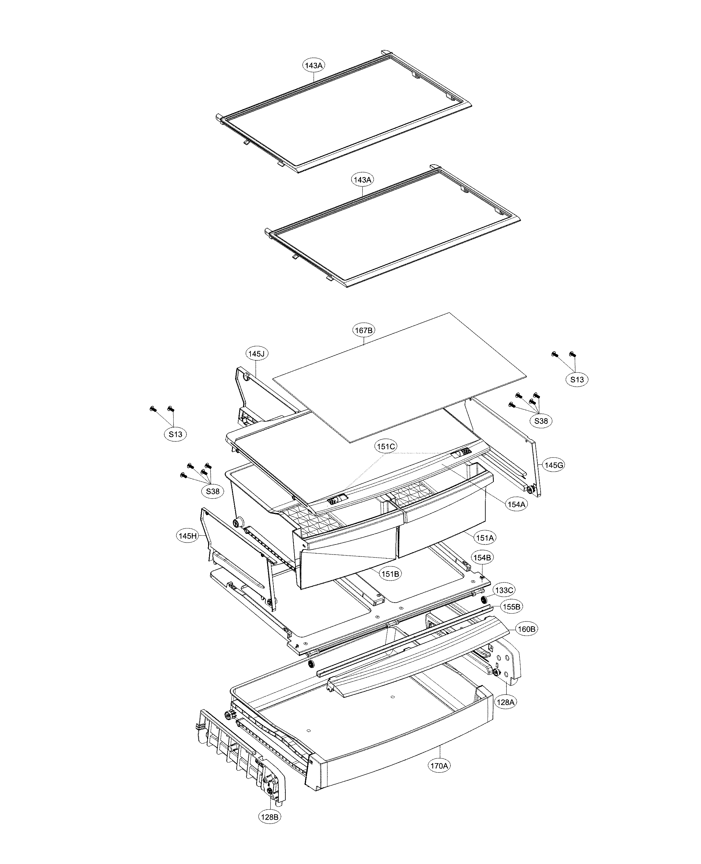 LG LDCS24223S/02 drawer diagram