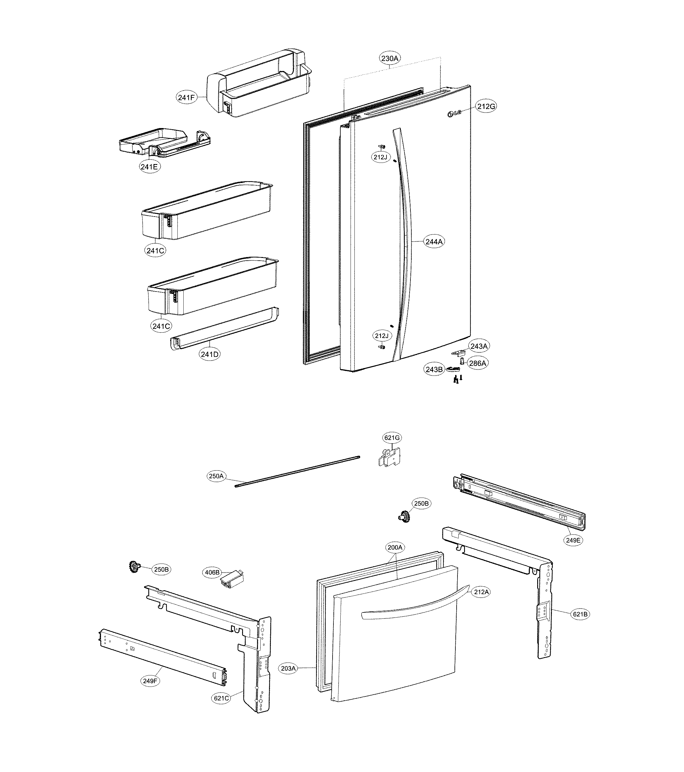LG LDCS24223S/02 door parts diagram
