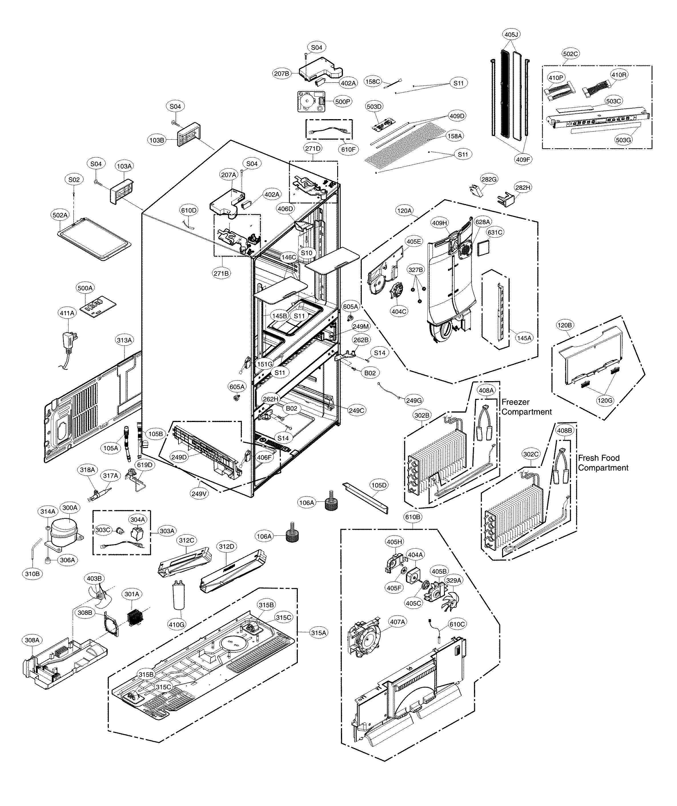 Kenmore Elite 79572482411 case parts diagram