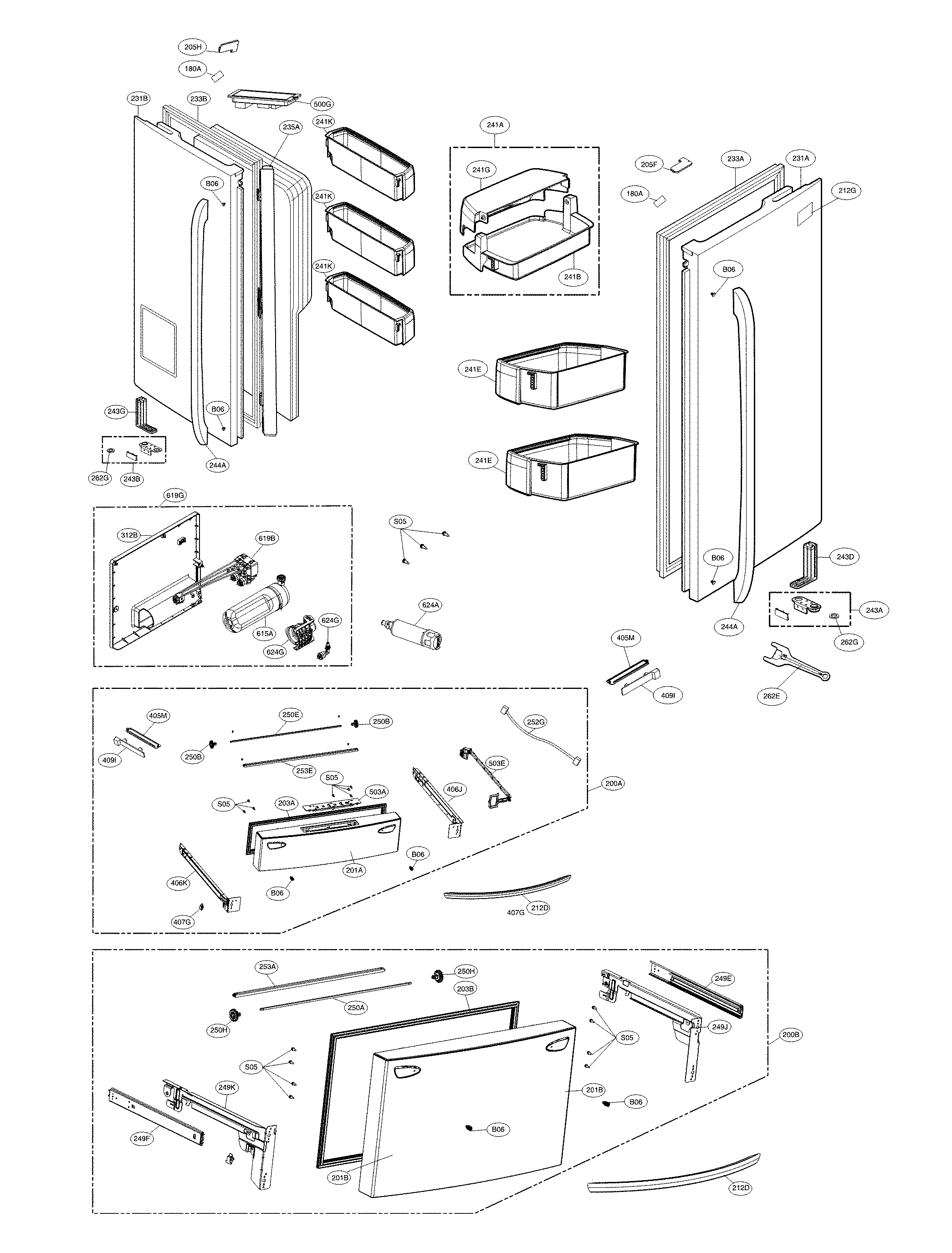 Kenmore Elite 79572482411 door parts diagram