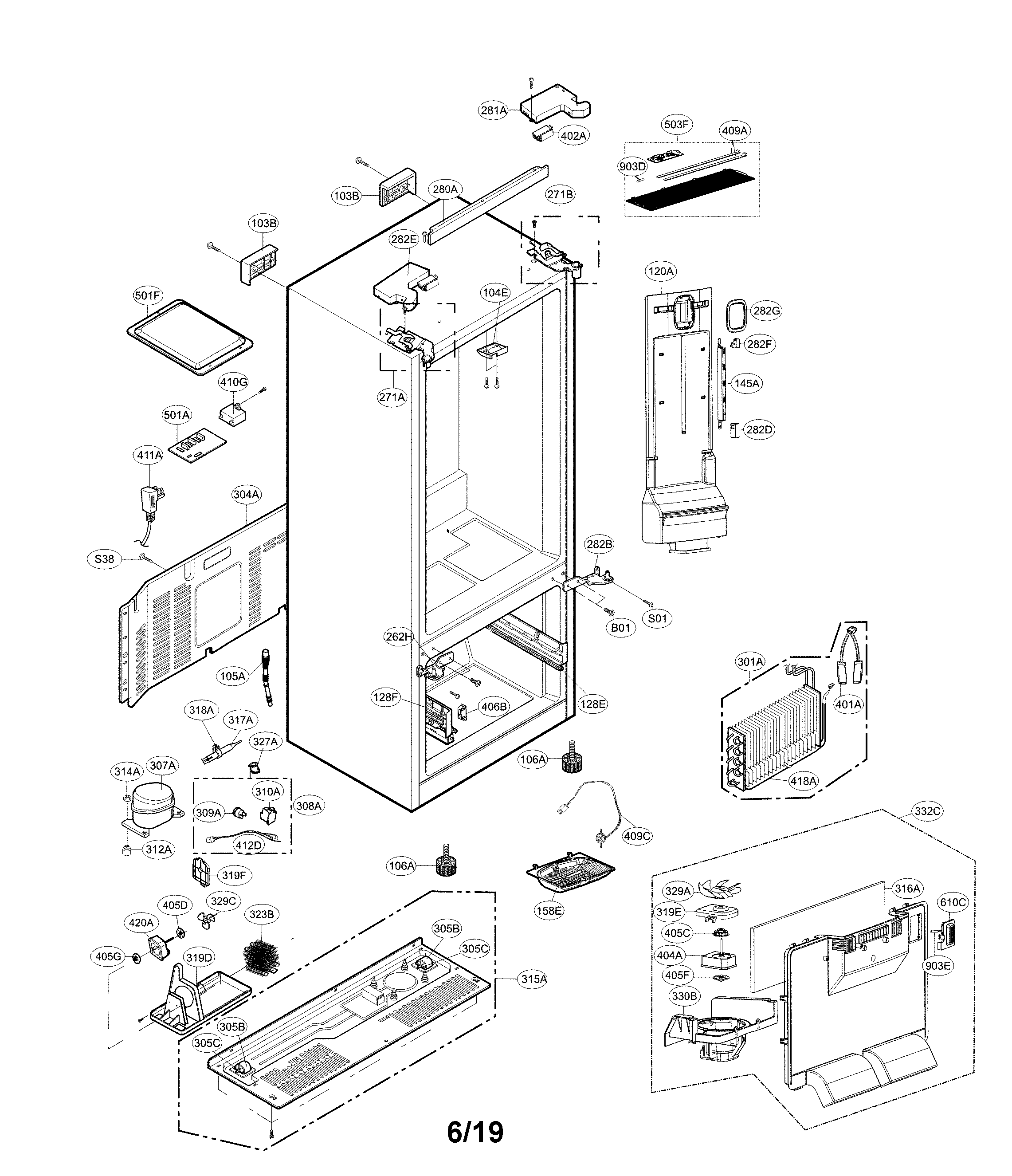 Kenmore 79571319314 case parts diagram