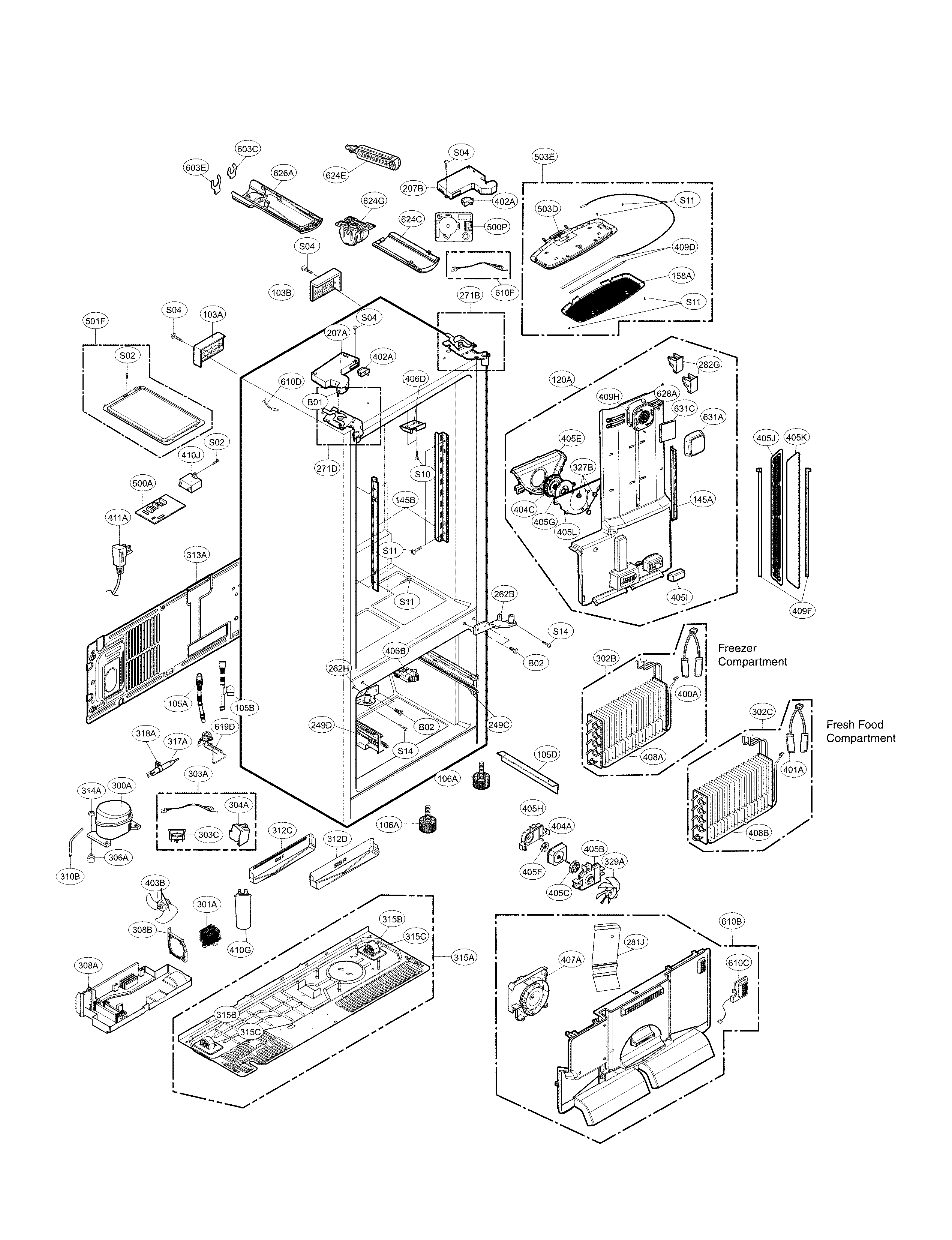 Kenmore Elite 79572059313 case parts diagram