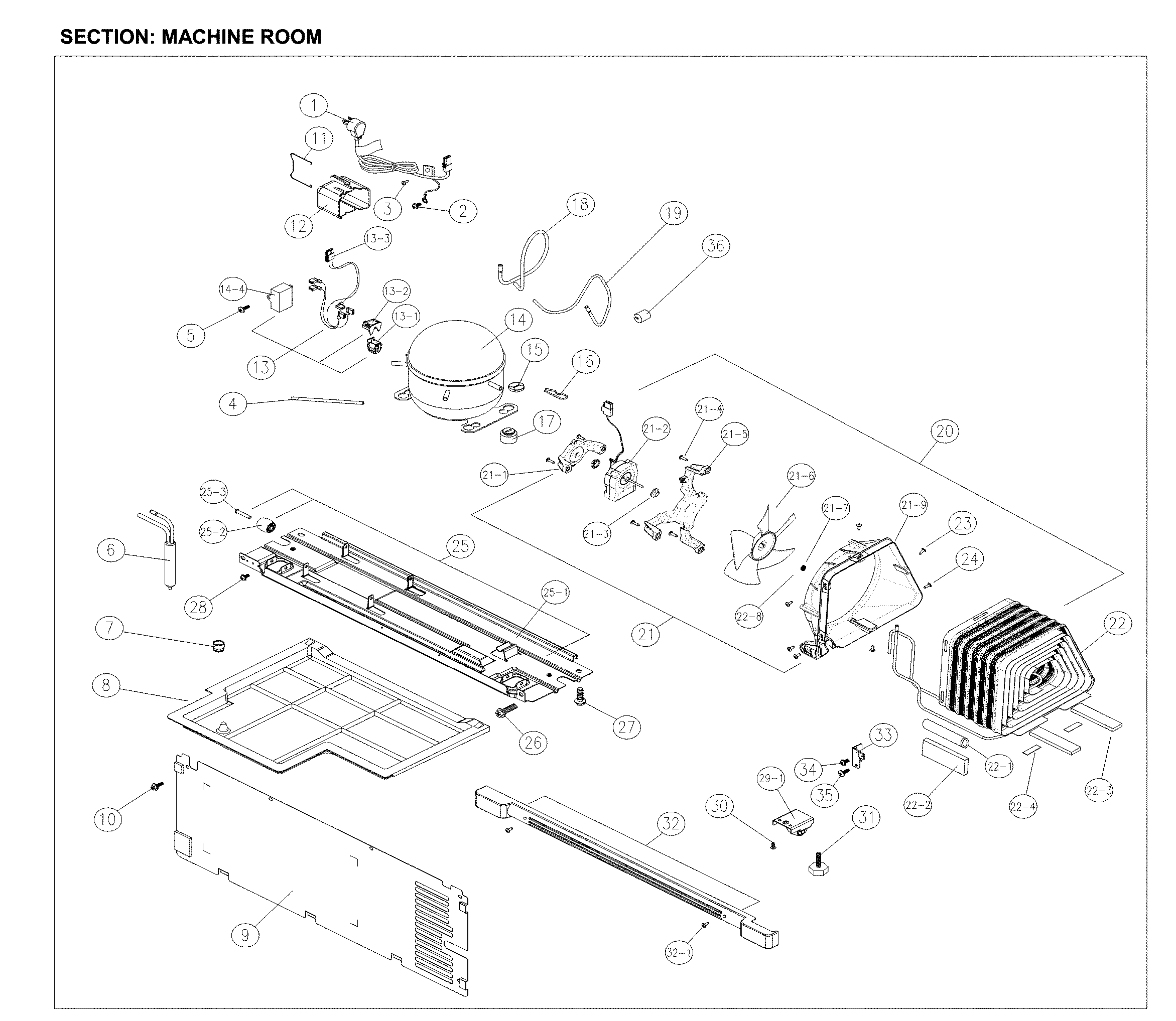 Kenmore 11161205714 machine room diagram