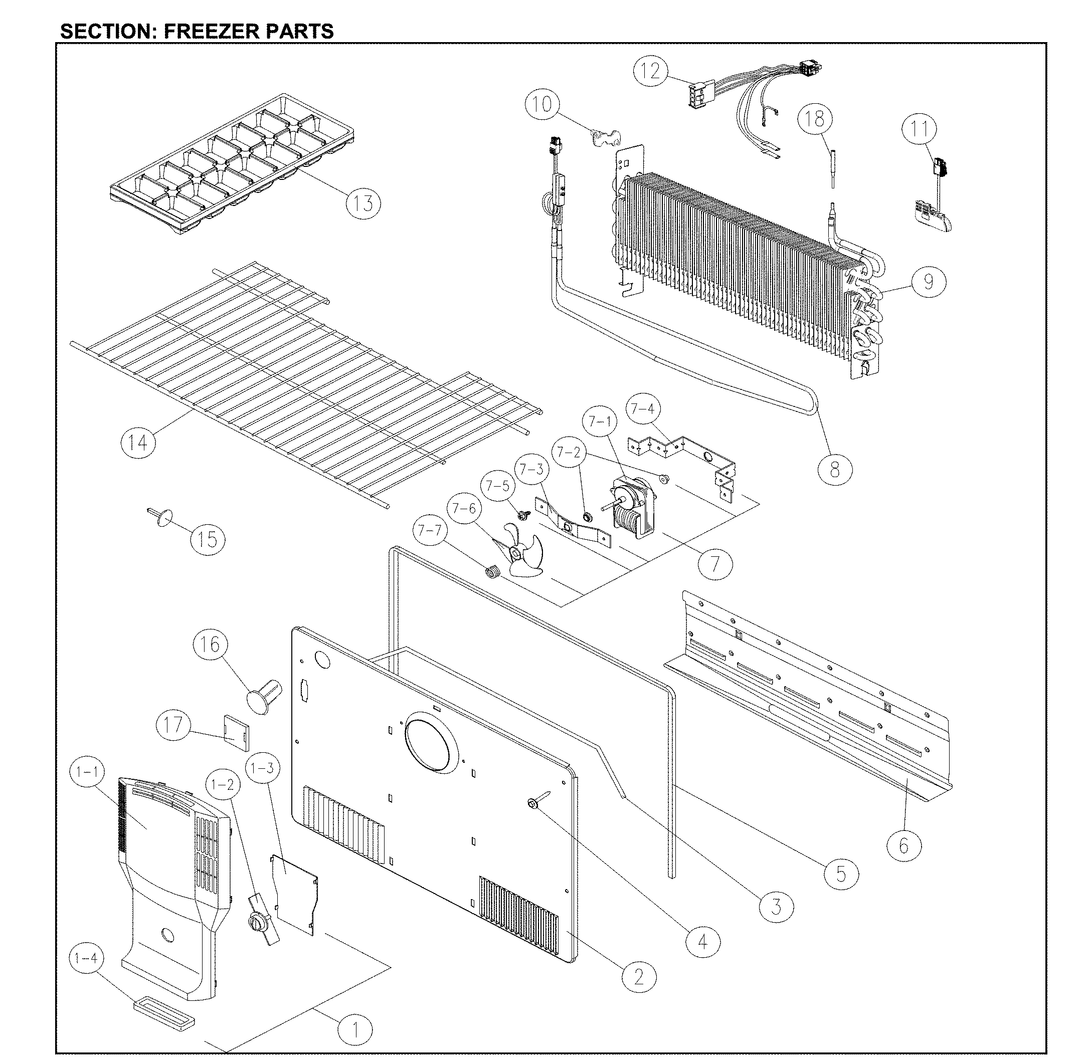 Kenmore 11161205714 freezer parts diagram
