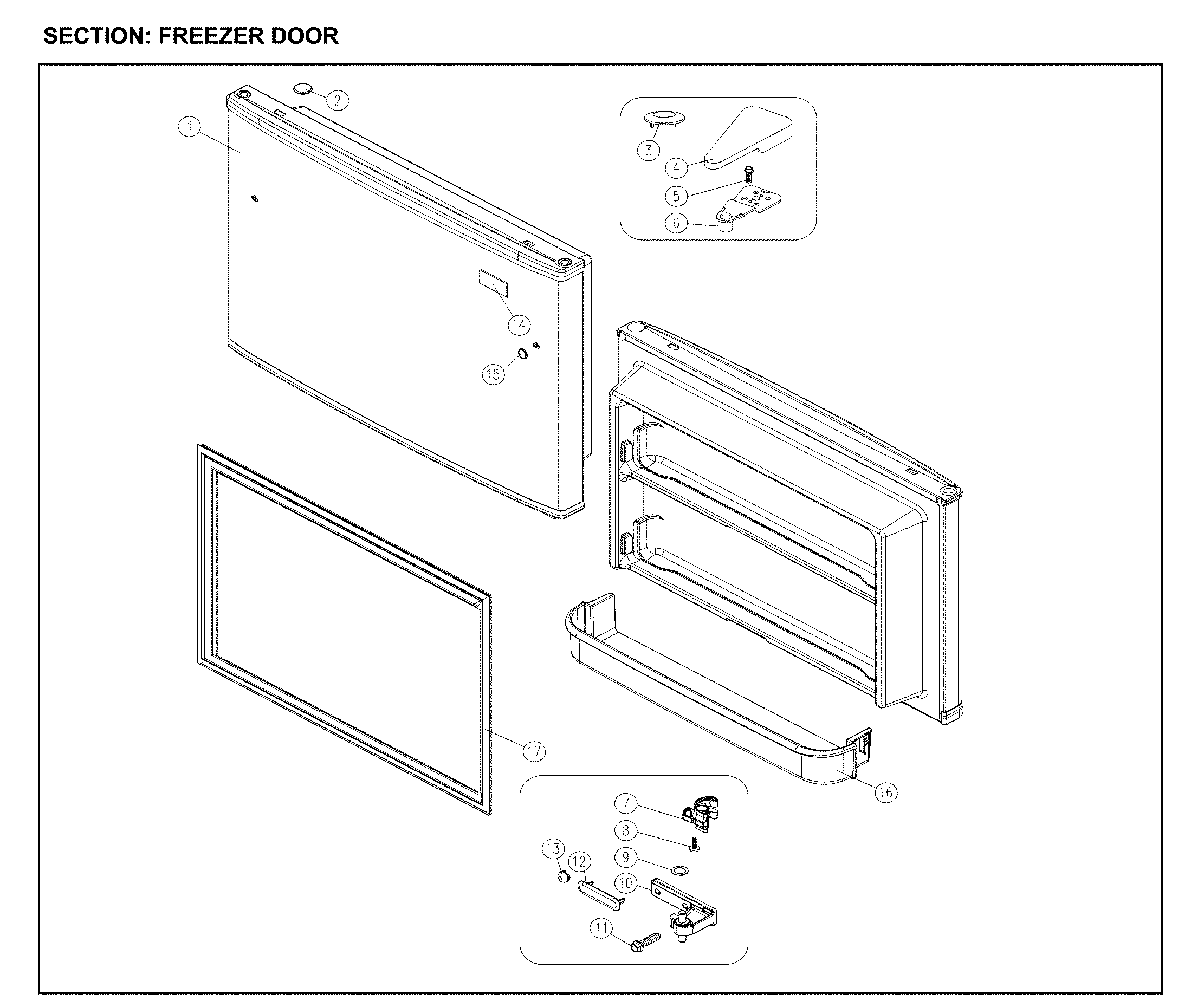 Kenmore 11161205714 freezer door diagram