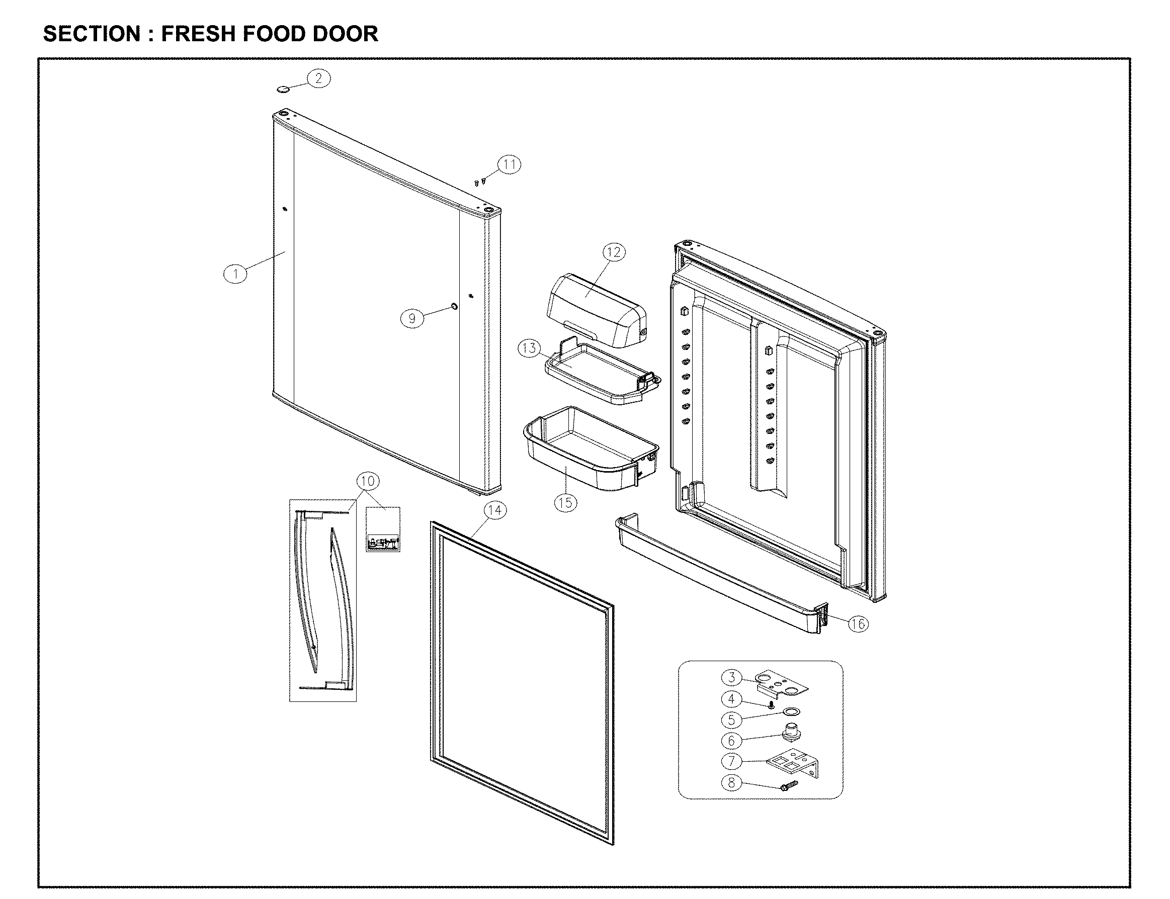 Kenmore 11161205714 fresh food door diagram