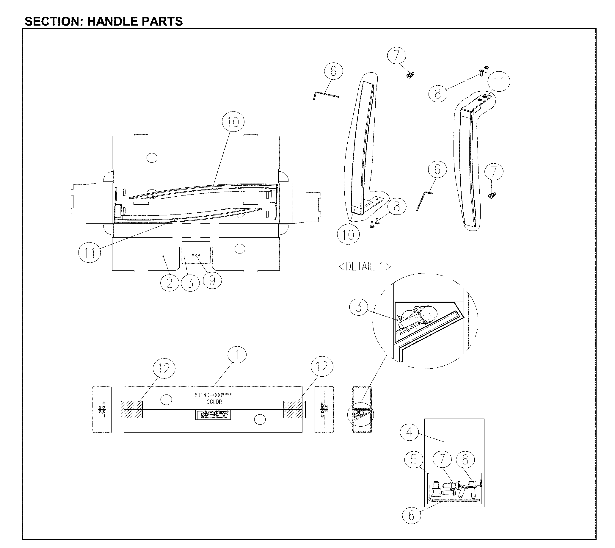 Kenmore 11161205714 handle parts diagram