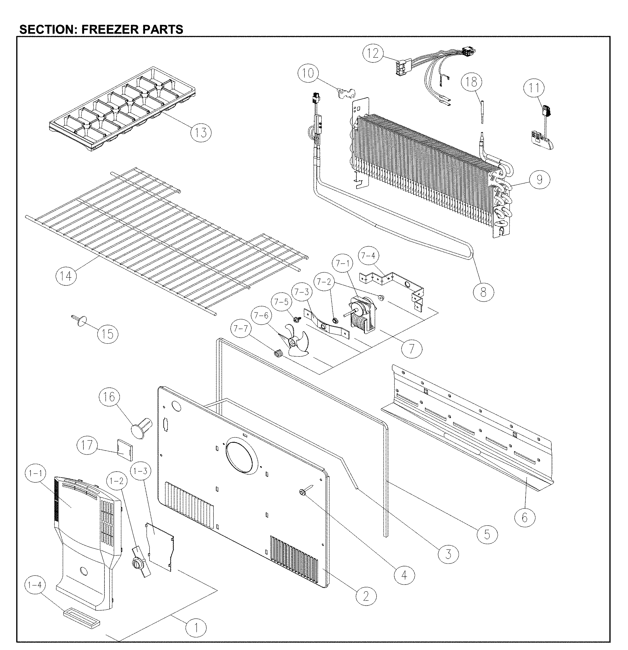 Kenmore 11161202712 freezer parts diagram